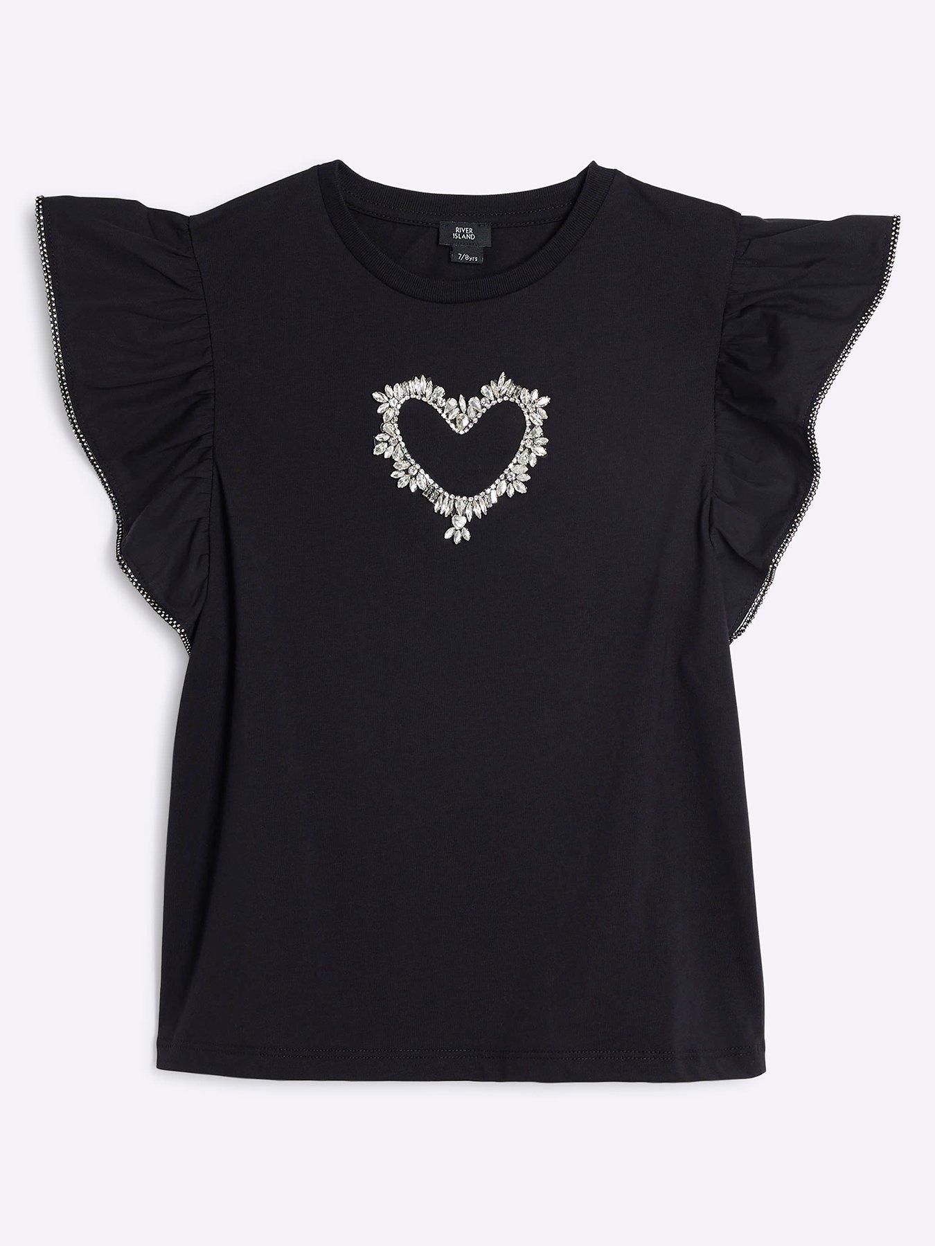 river-island-girls-heart-frill-sleeve-t-shirt-blackfront