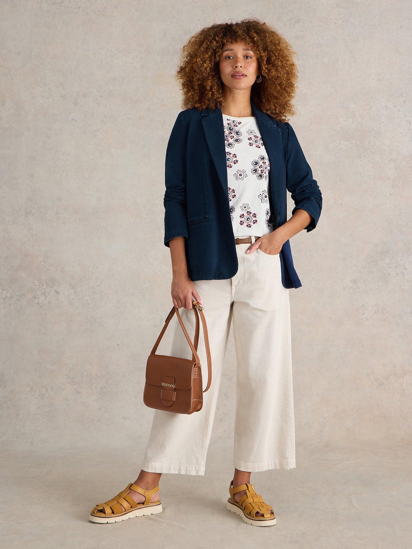 undefined Evelyn Cotton Jersey Blazer - Blue