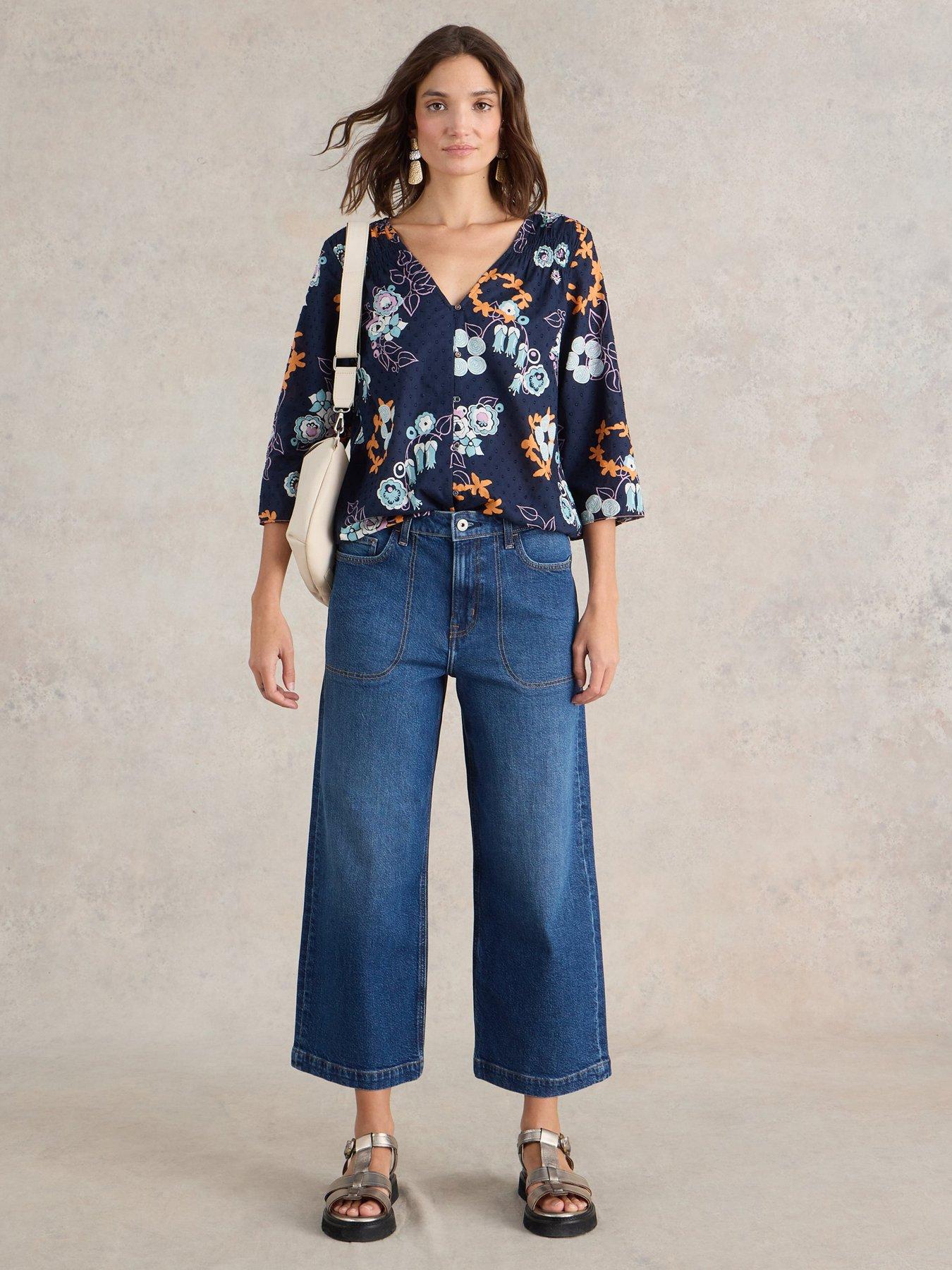 White Stuff Tia Wide Leg Crop Jean - Blue