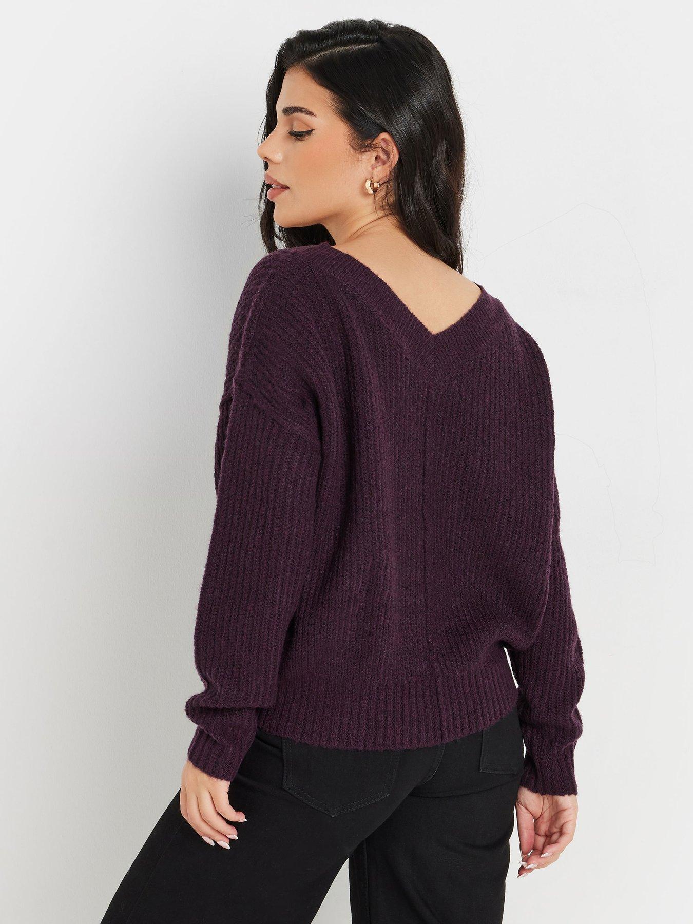 pixiegirl-petite-double-v-neck-jumper-purplestillFront