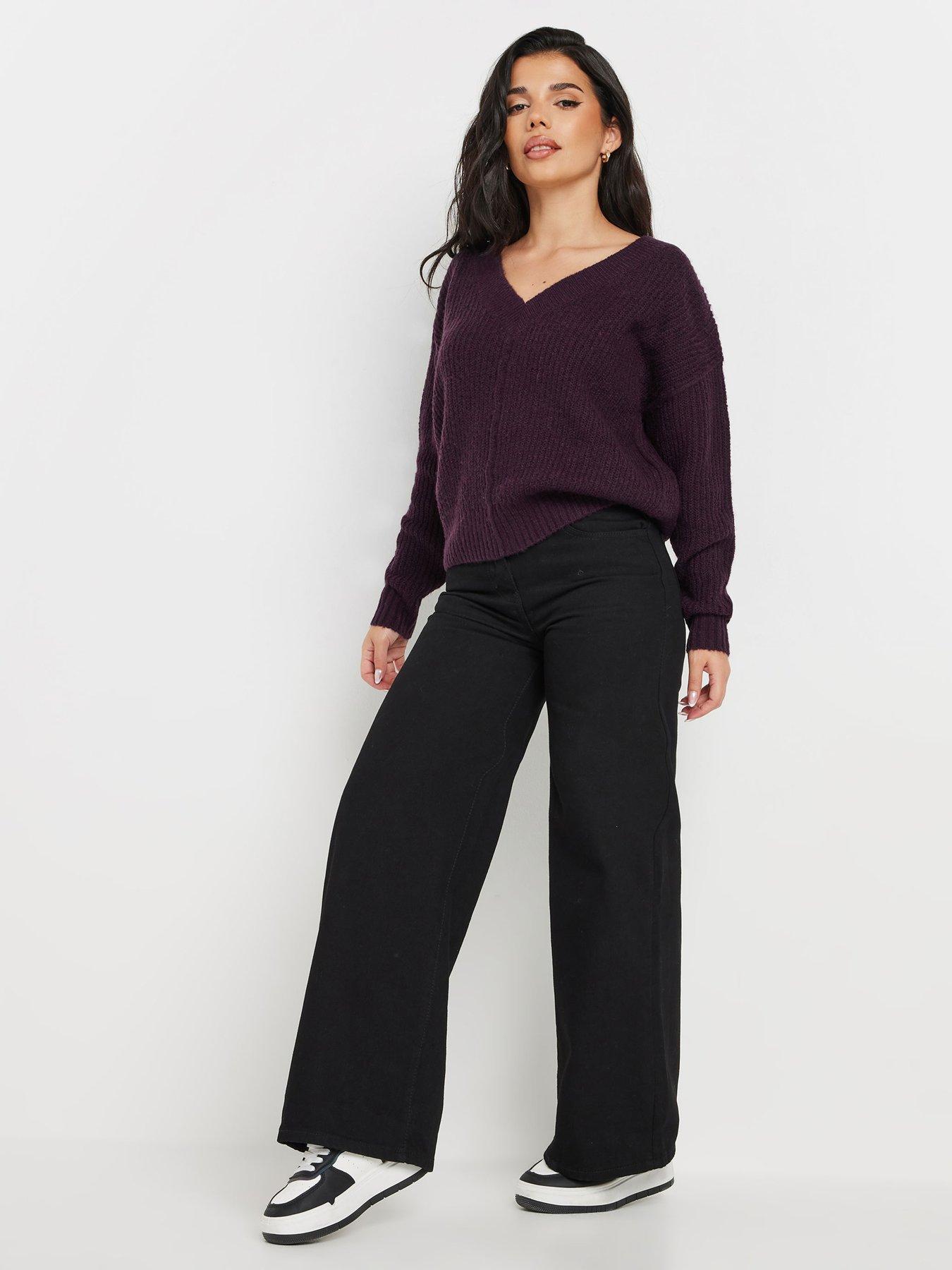 pixiegirl-petite-double-v-neck-jumper-purpleback