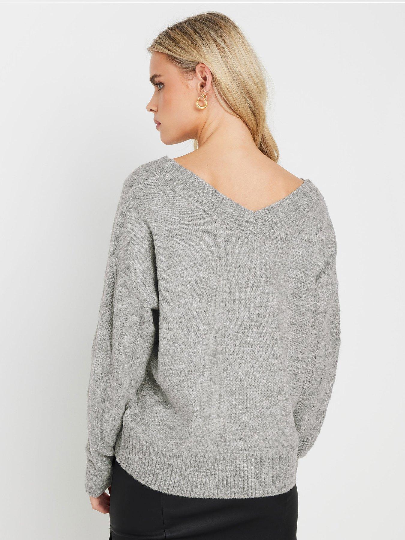 pixiegirl-petite-double-v-neck-jumper-greystillFront