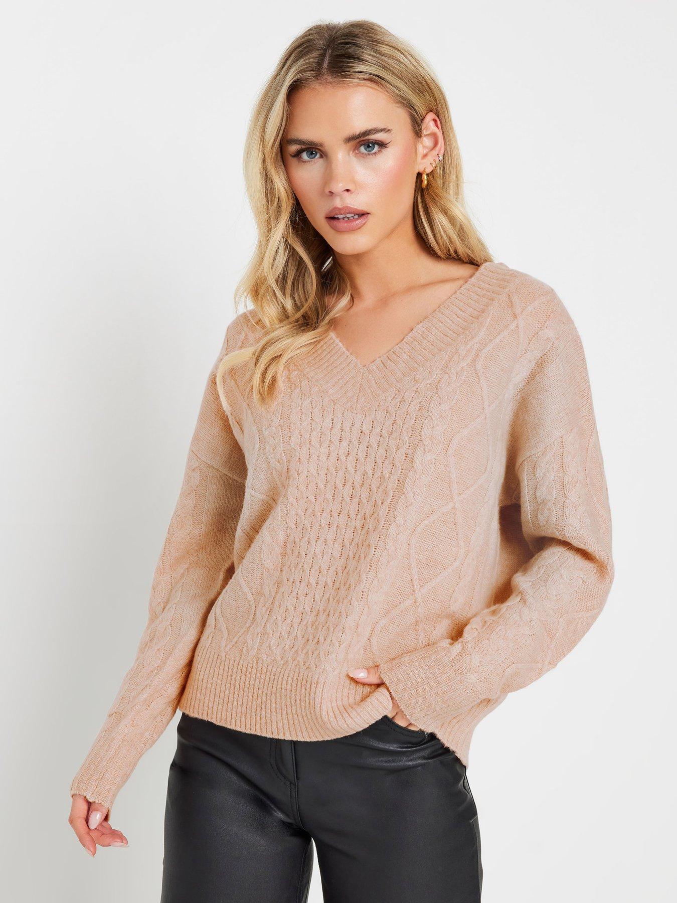 pixiegirl-petite-double-v-neck-jumper-pink