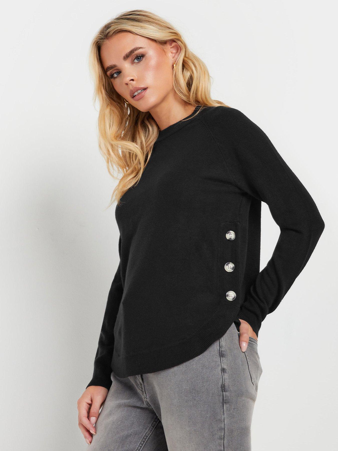 pixiegirl-petite-button-side-jumper-blackfront