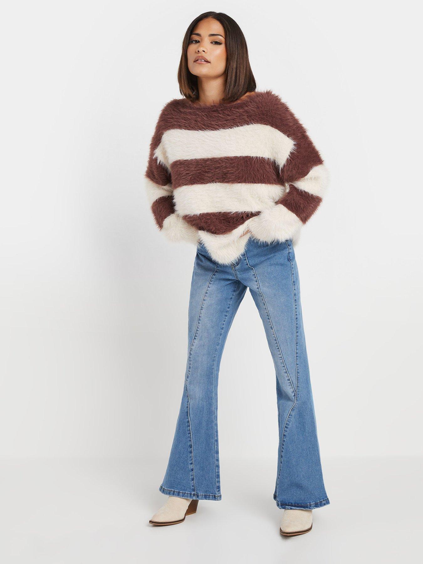 pixiegirl-petite-stripe-feather-slash-neck-jumper-brownback