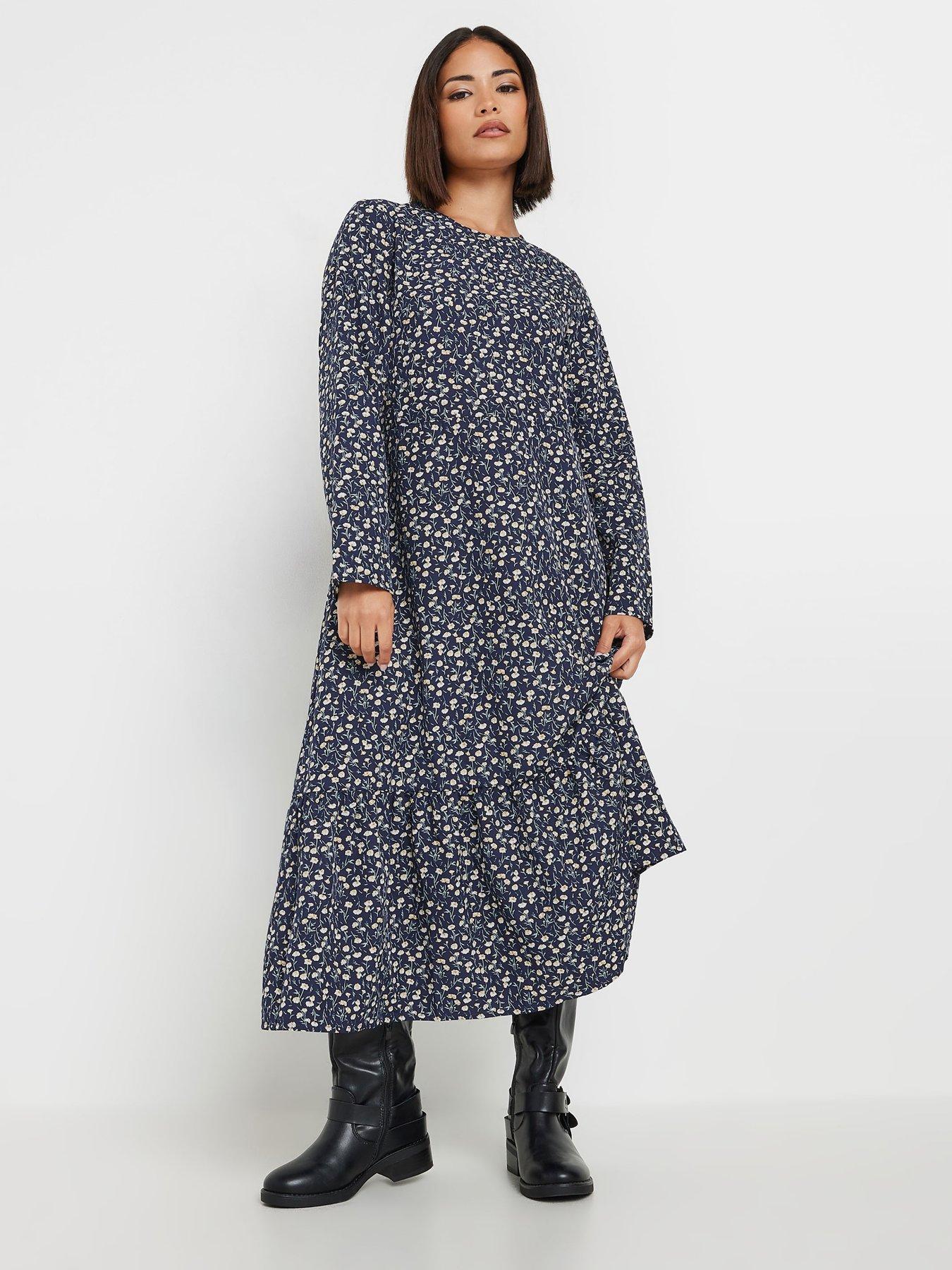 pixiegirl-petite-ditsy-long-sleeve-tiered-midi-dress-blue