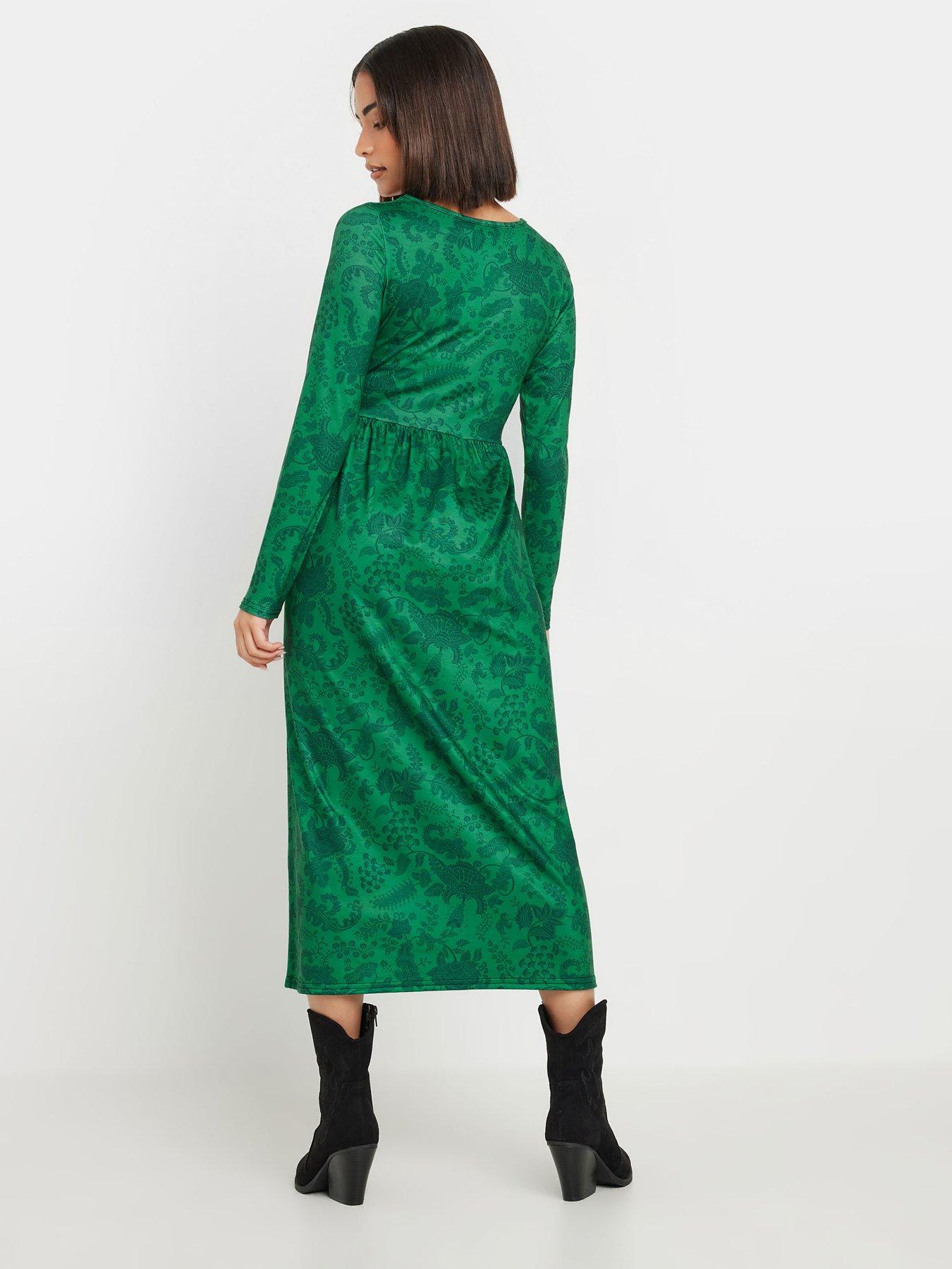 pixiegirl-petite-long-sleeve-paisley-midi-dress-greenstillFront