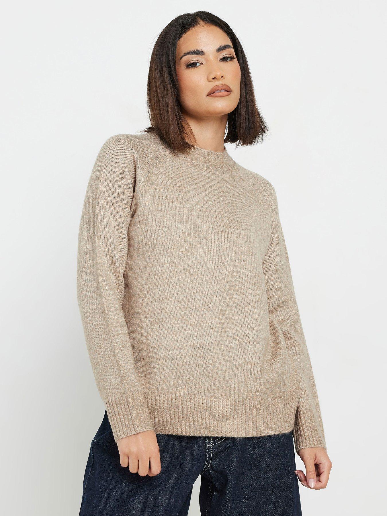 pixiegirl-petite-crew-neck-raglan-jumper-brown