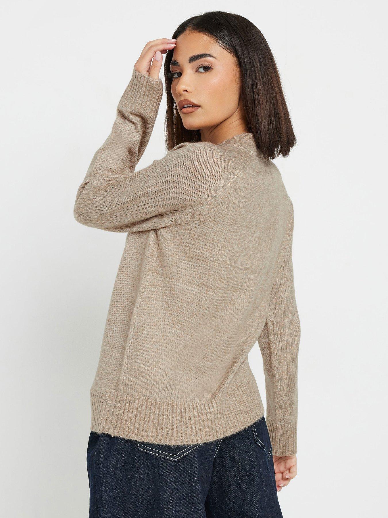 pixiegirl-petite-crew-neck-raglan-jumper-brownstillFront