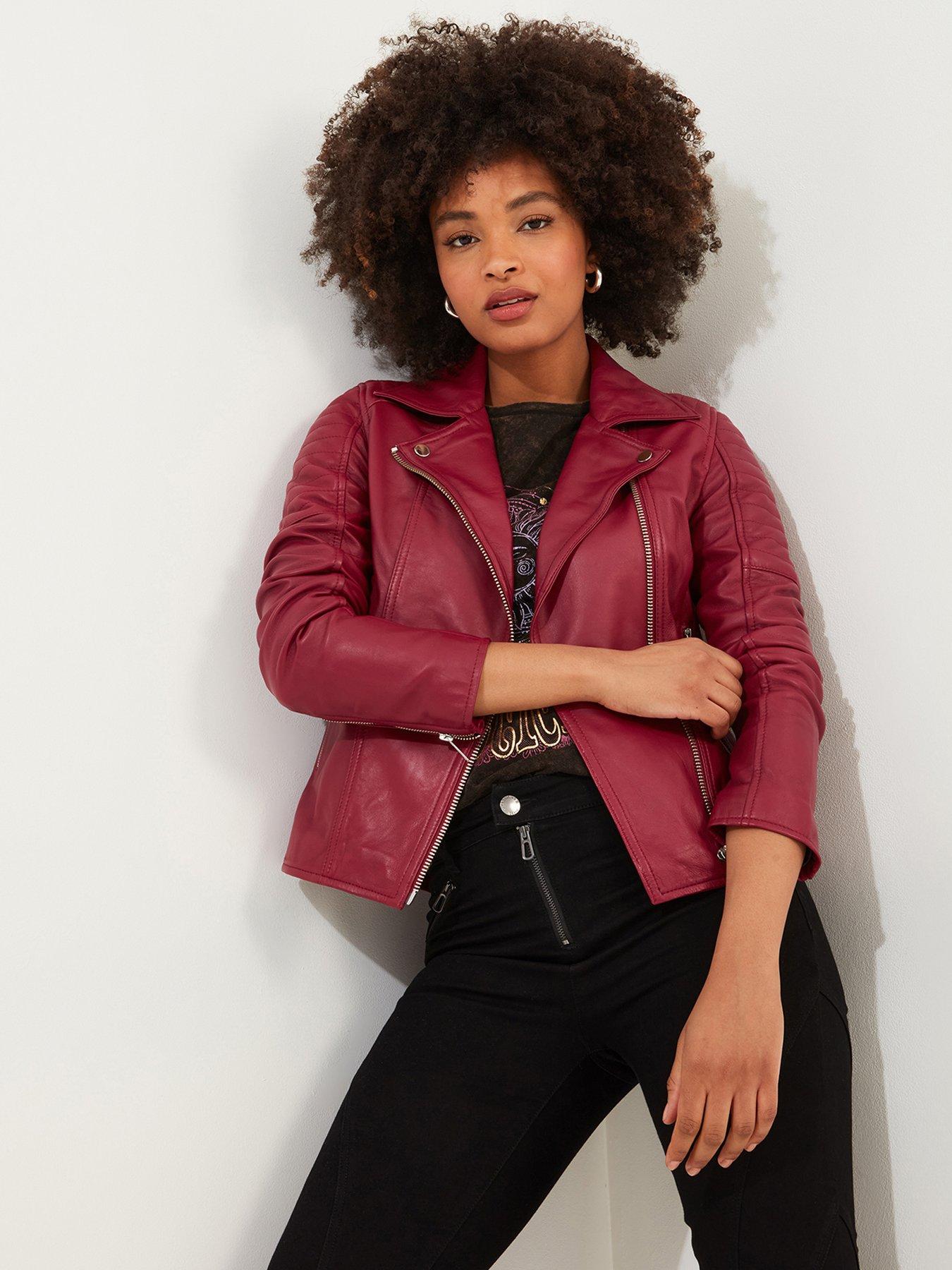 joe-browns-stitch-detail-biker-jacket--pink