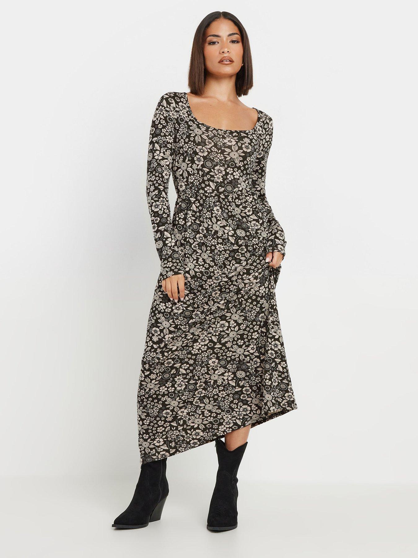 pixiegirl-petite-long-sleeve-floral-midi-dress