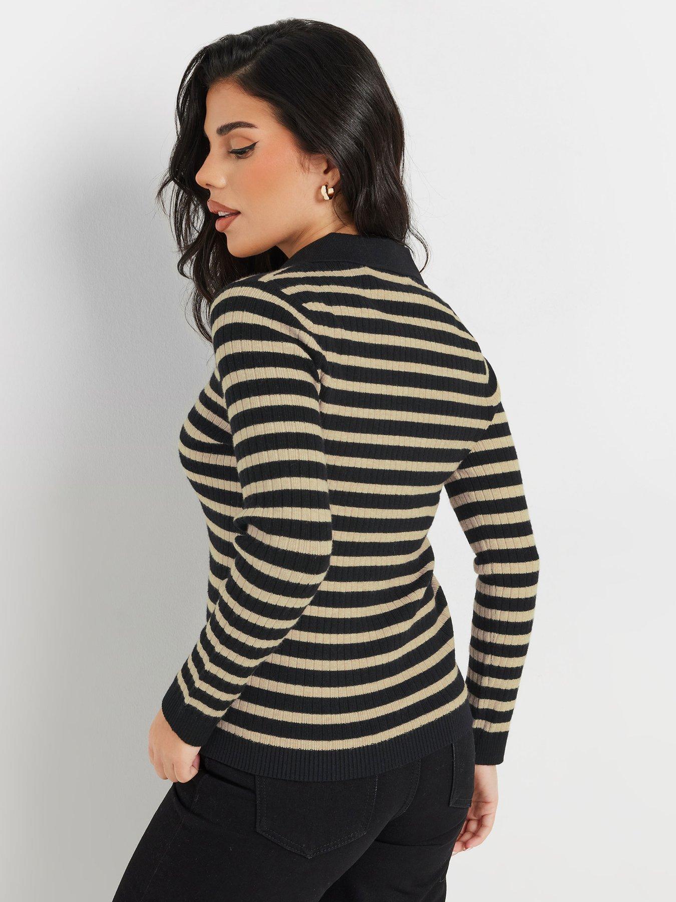 pixiegirl-petite-collar-stripe-jumper-blackstillFront