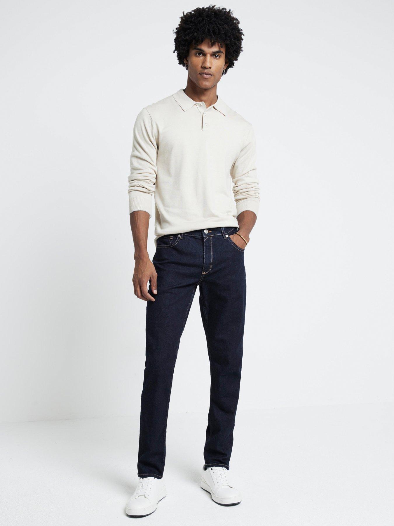 Image 2 of 5 of River Island Slim Rinse Millhouse Jeans - Dark Blue
