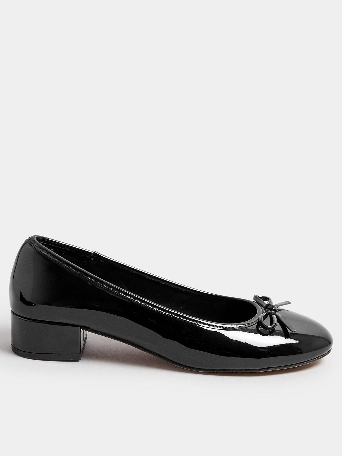 Long Tall Sally Patent Pu Heeled Ballet Pump - Black