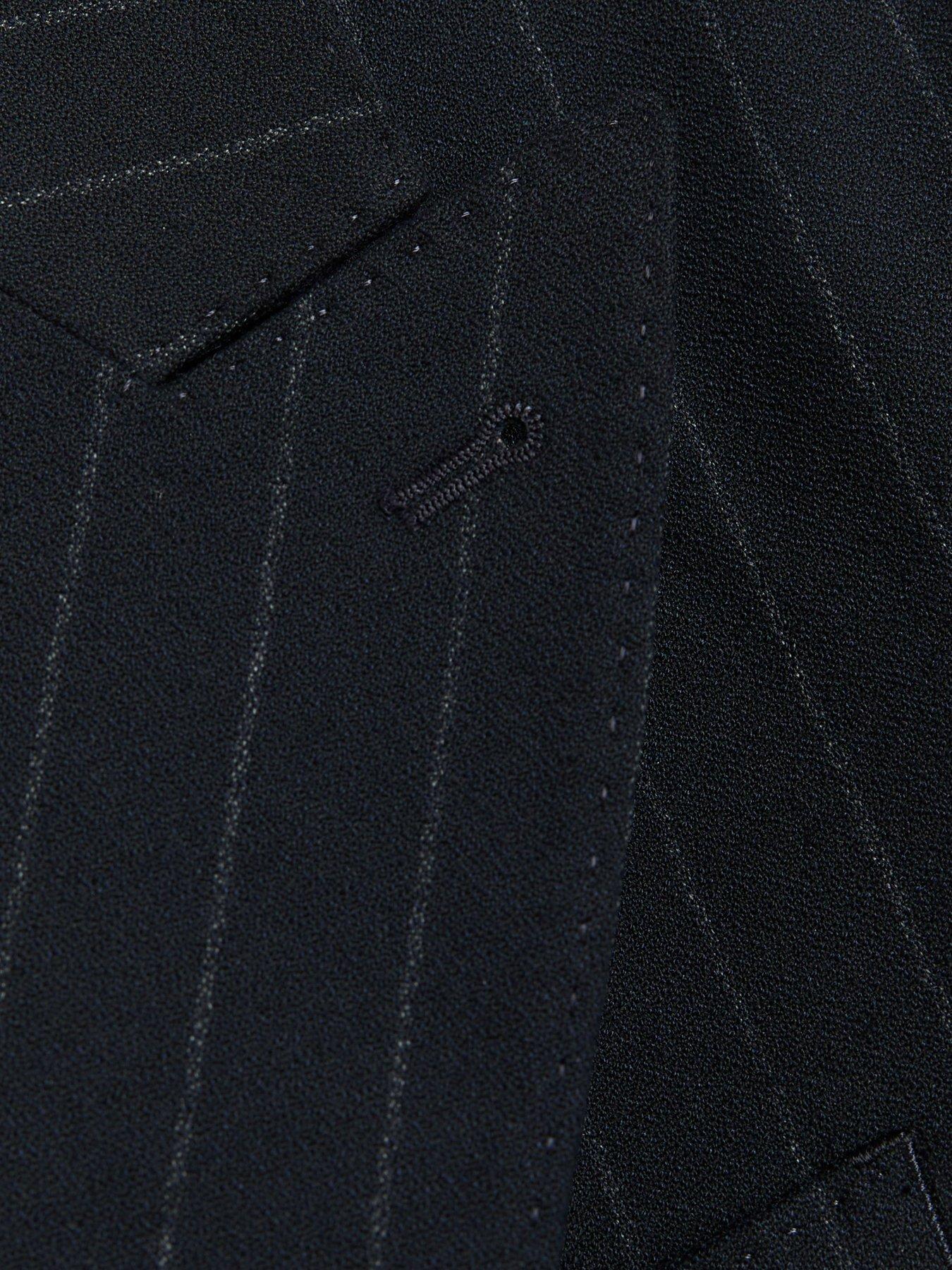 Image 5 of 5 of River Island Double Breasted Pinstripe Suit Jacket - Navy