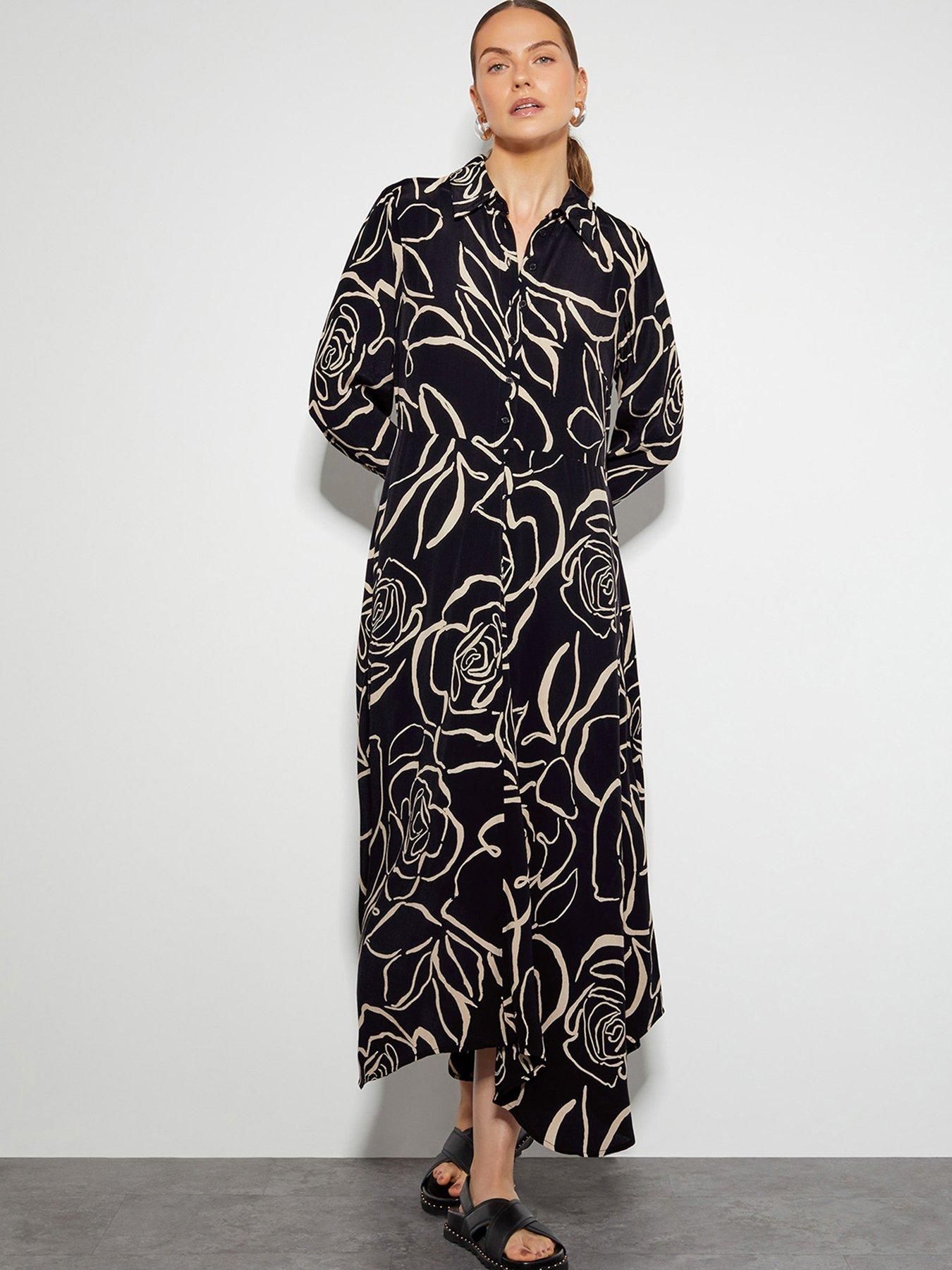 monsoon-mary-monochrome-dress-black