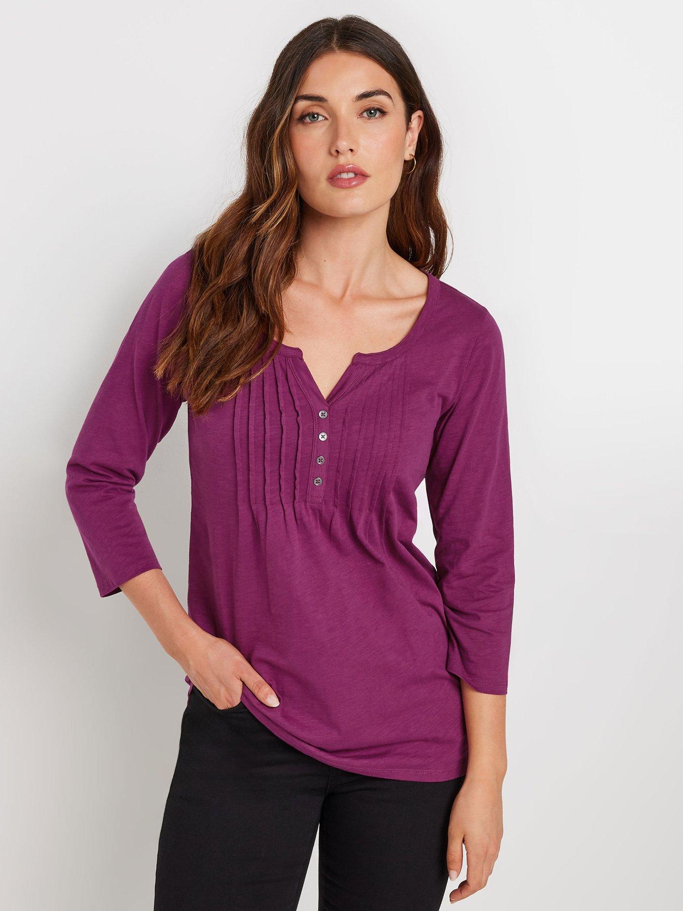 long-tall-sally-34-sleeve-pintuck-top-pink