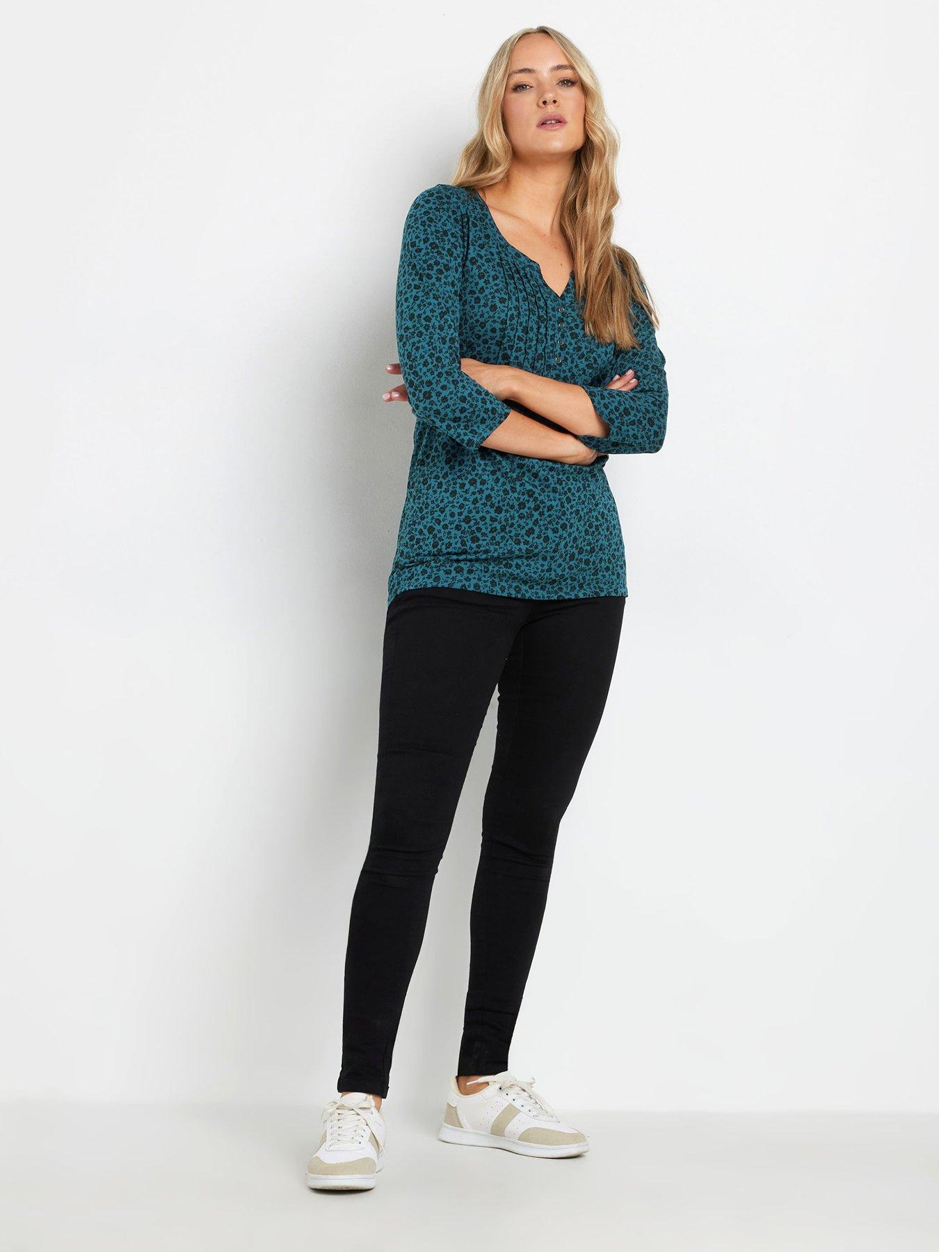 long-tall-sally-tall-34-sleeve-pintuck-topback