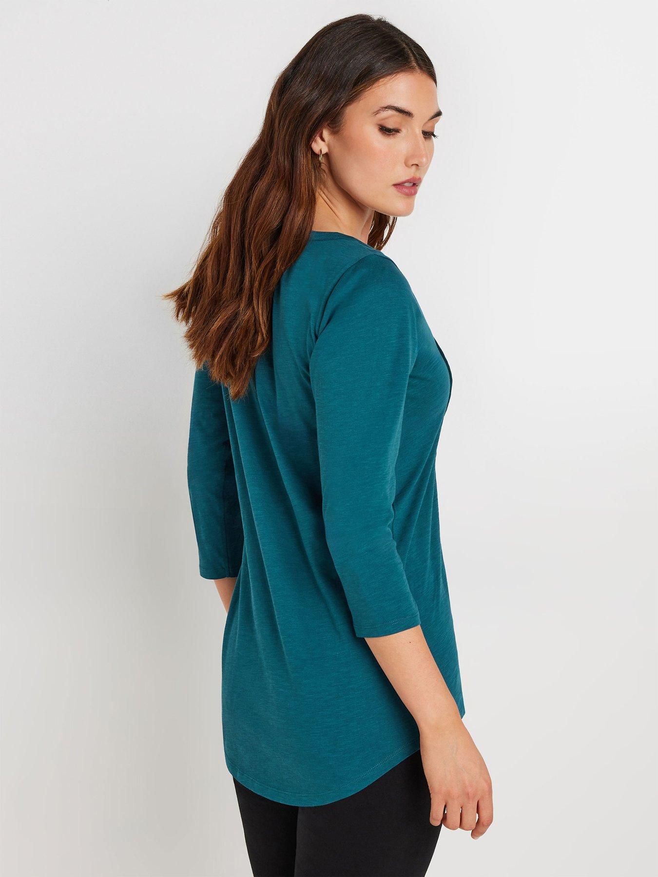 Image 2 of 4 of Long Tall Sally 2 Pack 3/4 Sleeve Pintuck Top - Multi - Grey