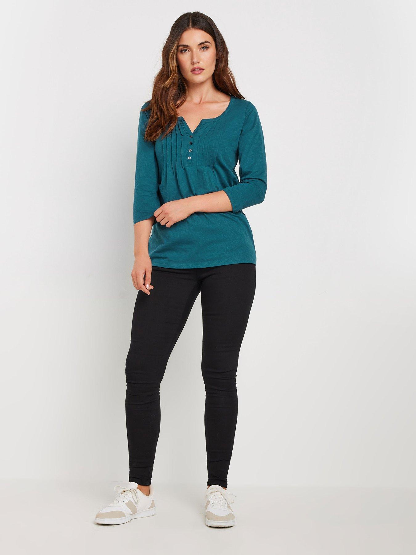 Image 3 of 4 of Long Tall Sally 2 Pack 3/4 Sleeve Pintuck Top - Multi - Grey
