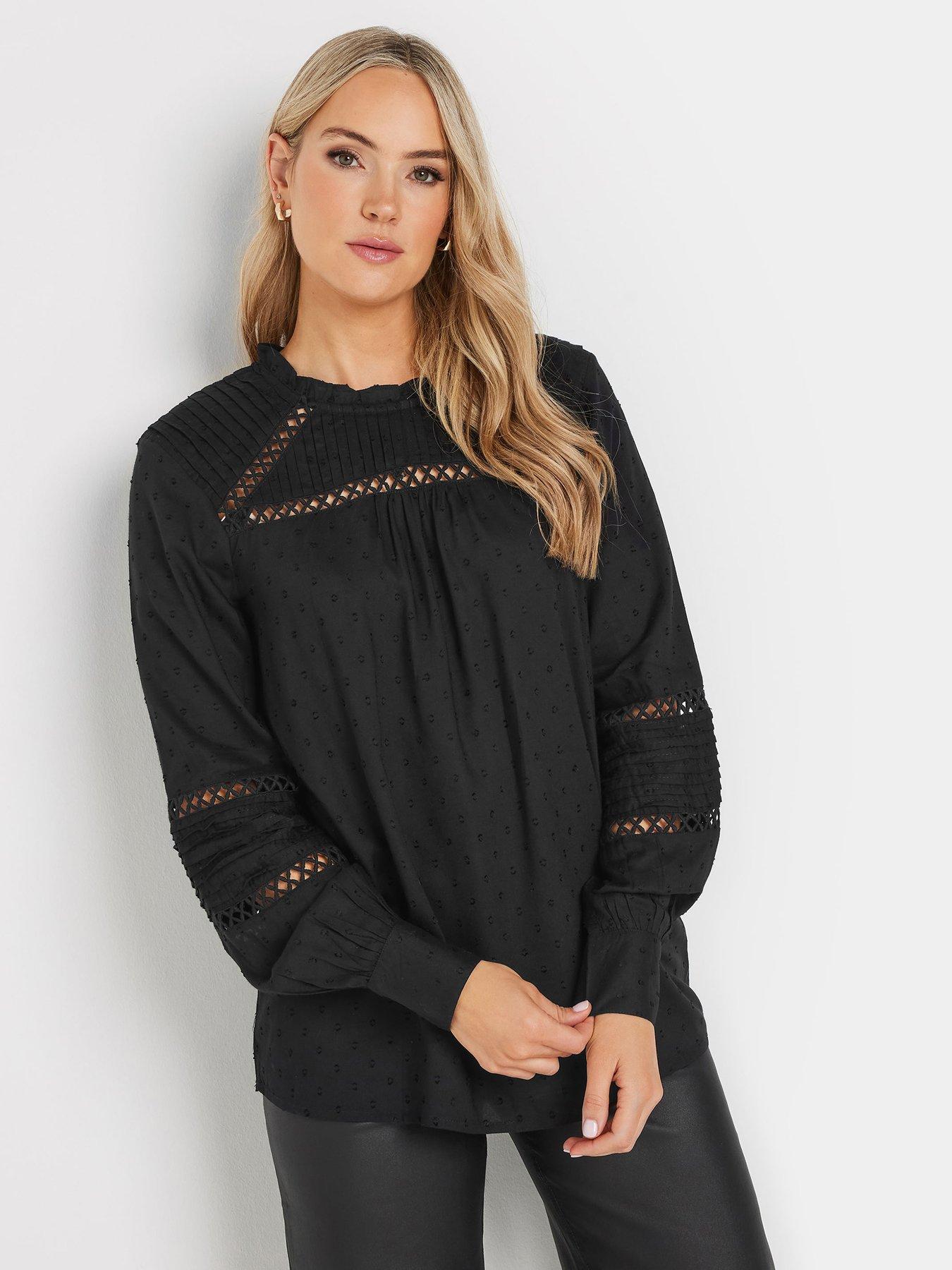 long-tall-sally-dobby-ladder-lace-shirt-black