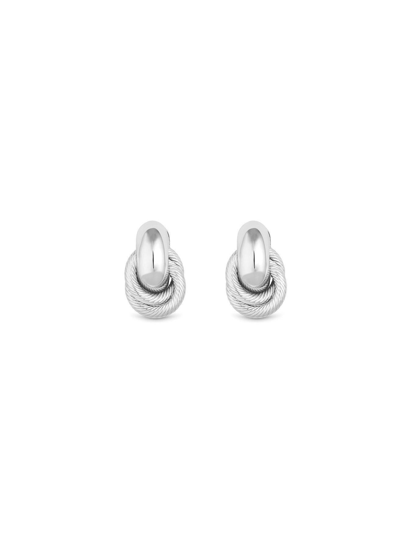 mood-silver-textured-twist-mini-doorknocker-earringsstillFront