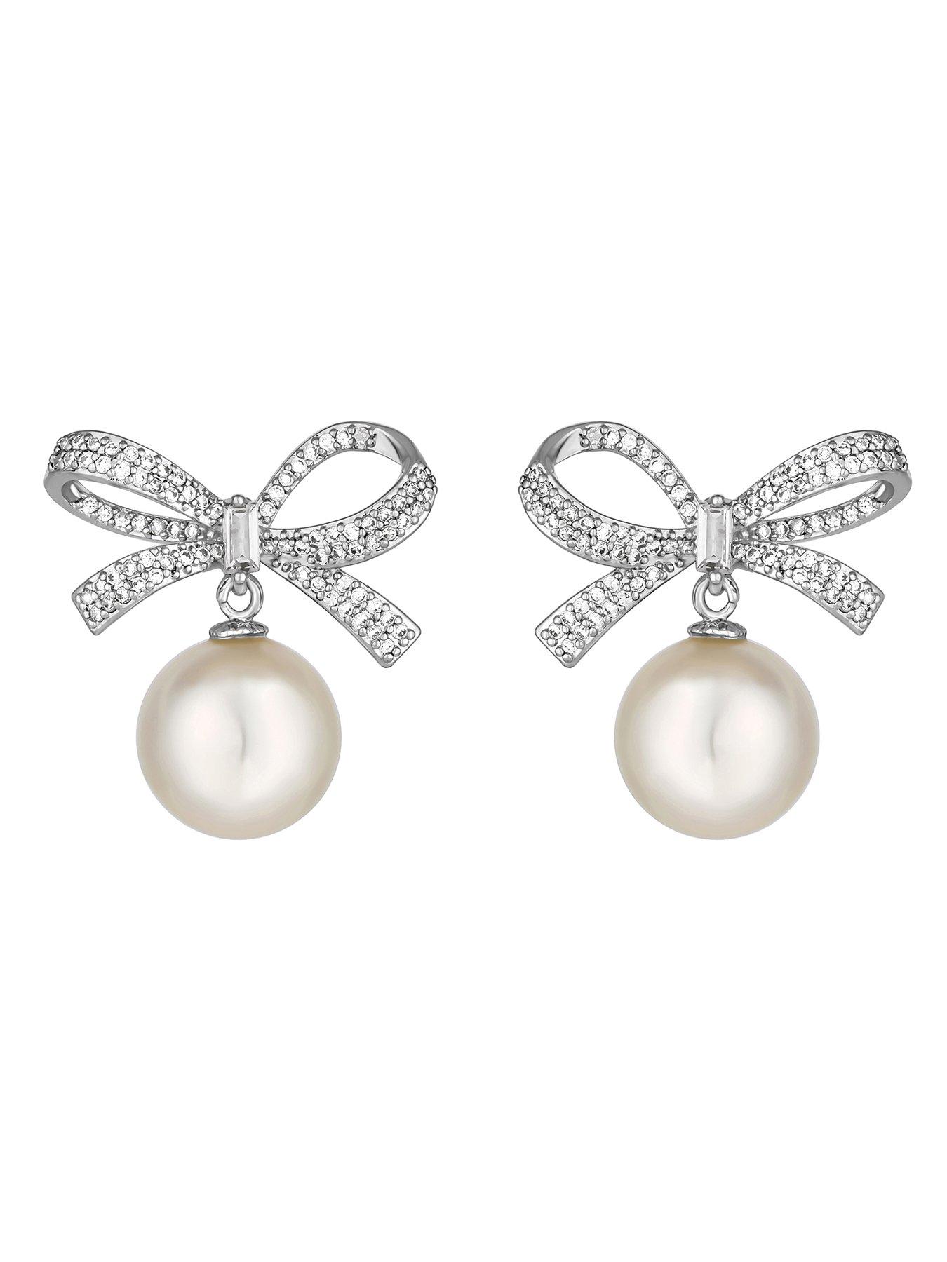 jon-richard-rhodium-plated-cubic-zirconia-bow-and-pearl-earringsstillFront