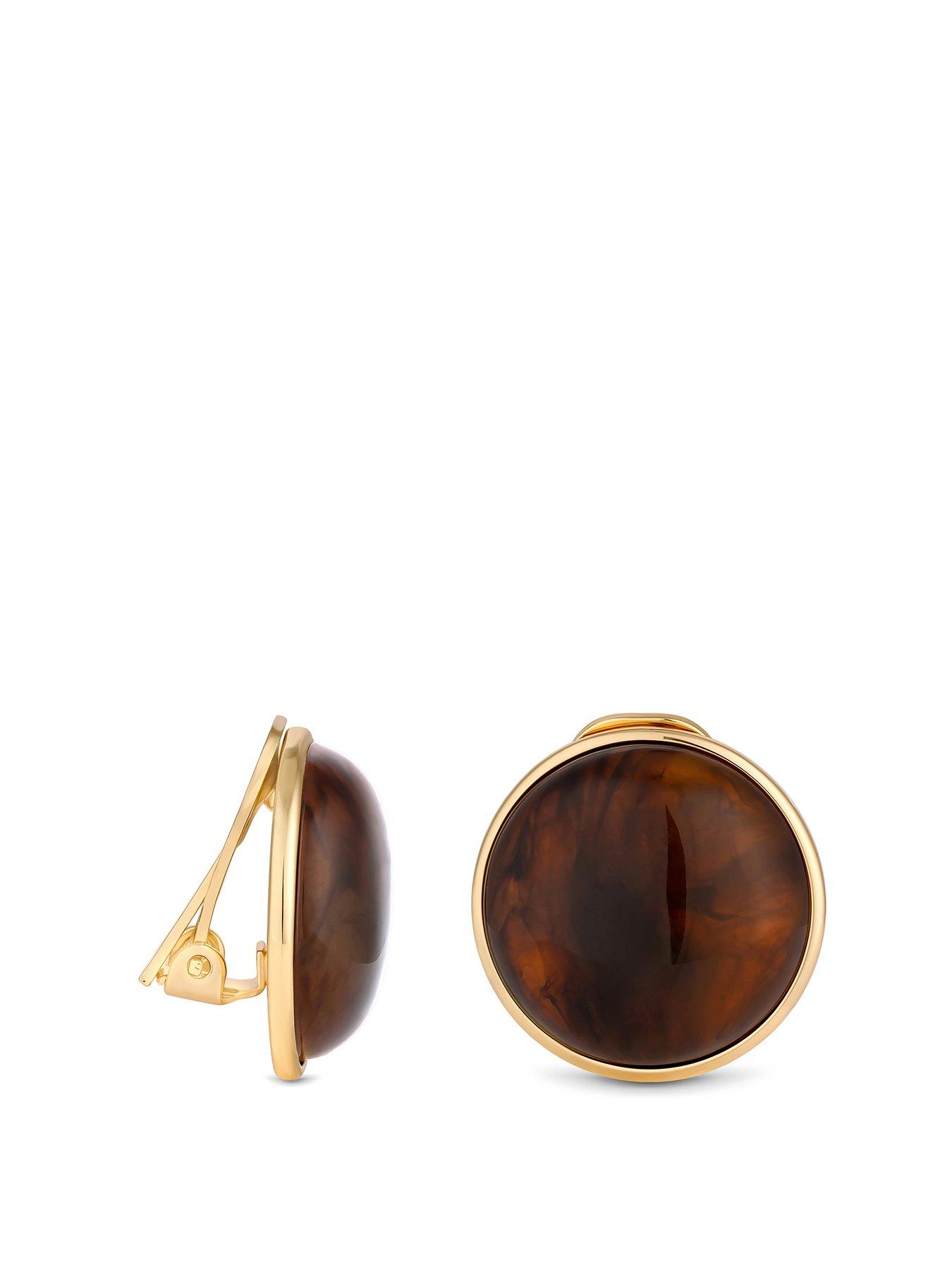 jon-richard-gold-plated-tort-shell-dome-clip-earringsfront