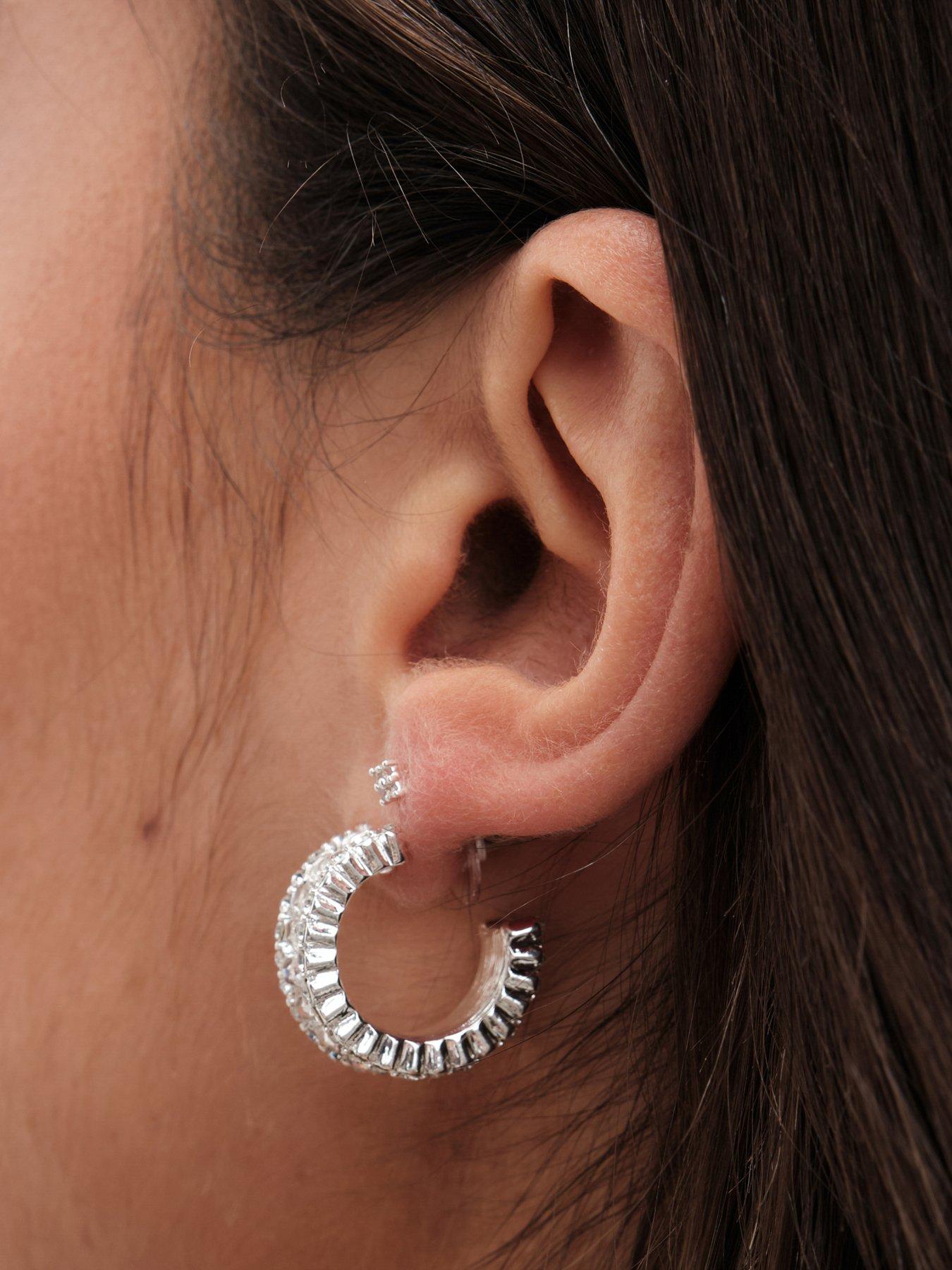 jon-richard-silver-plated-crystal-baguette-stone-hoop-earringsback