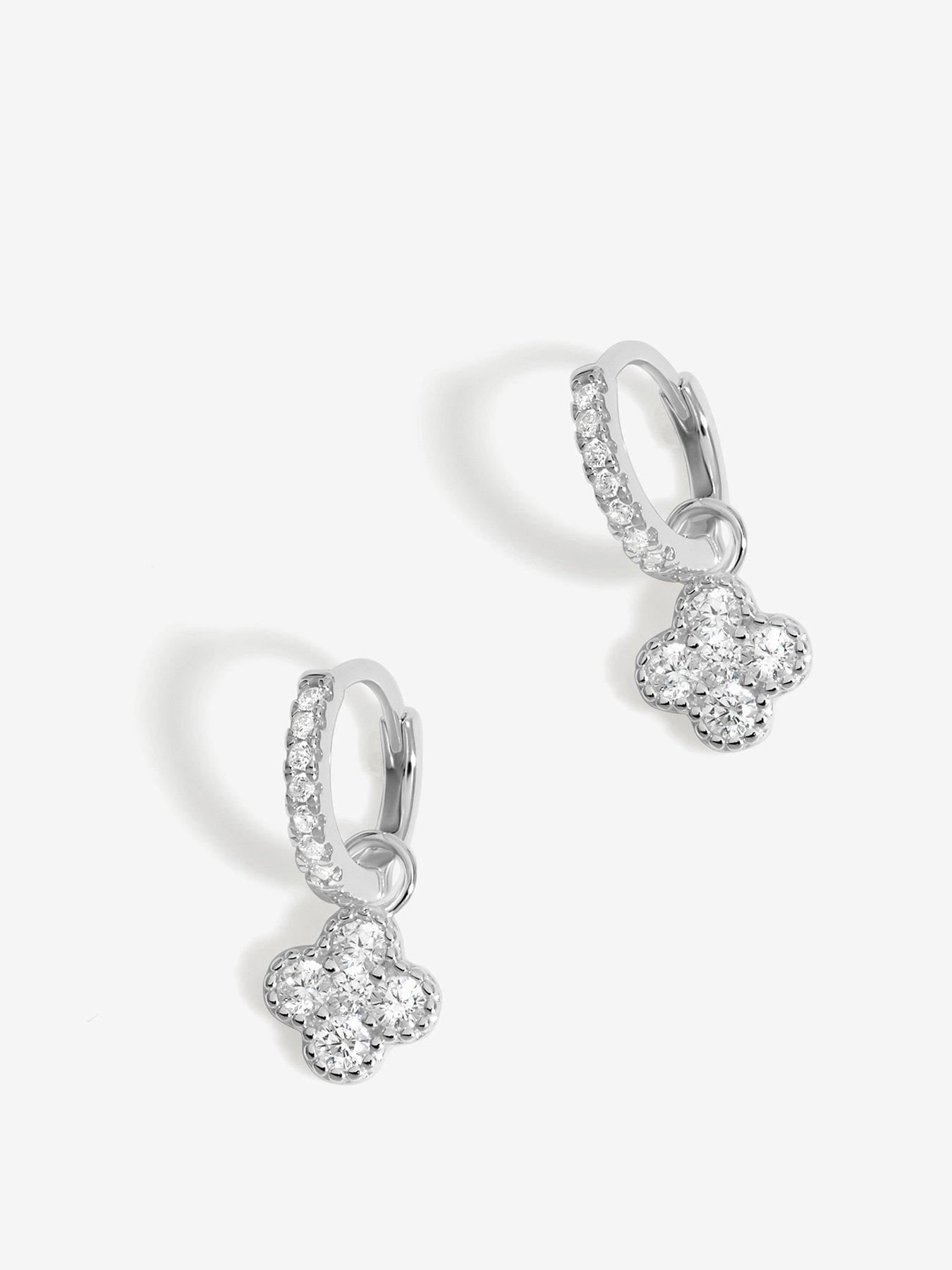 simply-silver-sterling-silver-925-polished-and-cubic-zirconia-pave-clover-charm-hoop-earrings