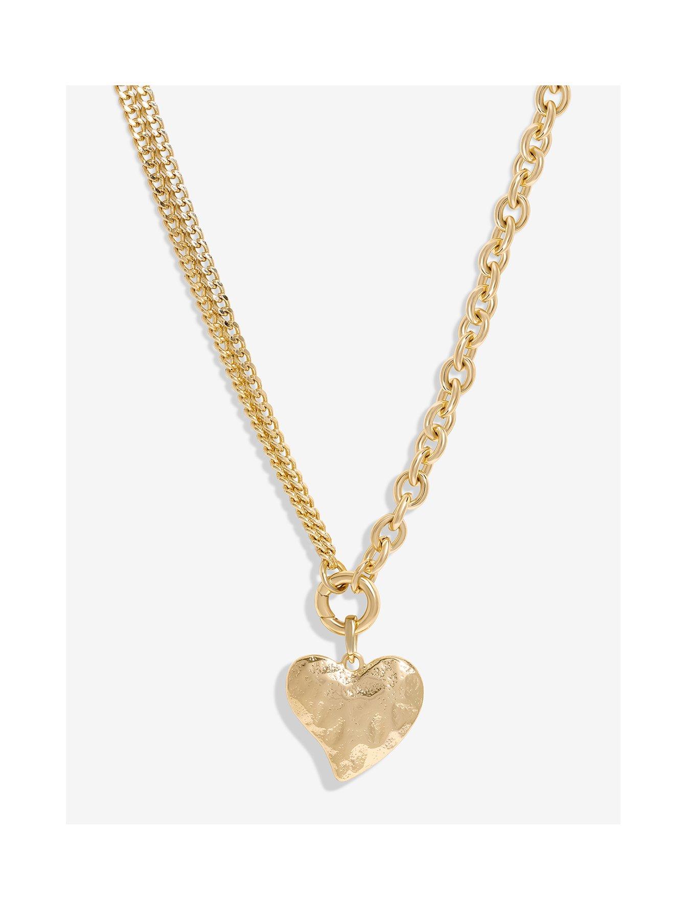 mood-gold-hammered-matte-twisted-heart-double-chain-necklace