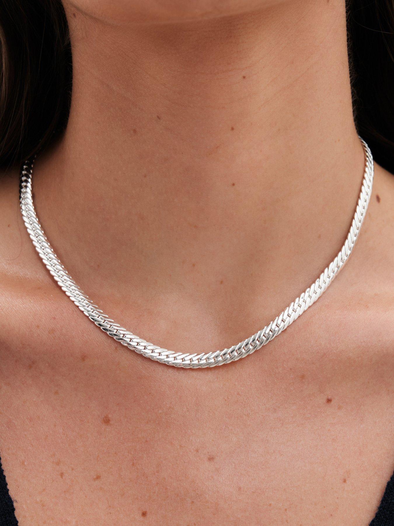 jon-richard-silver-plated-herringbone-chain-necklacestillFront