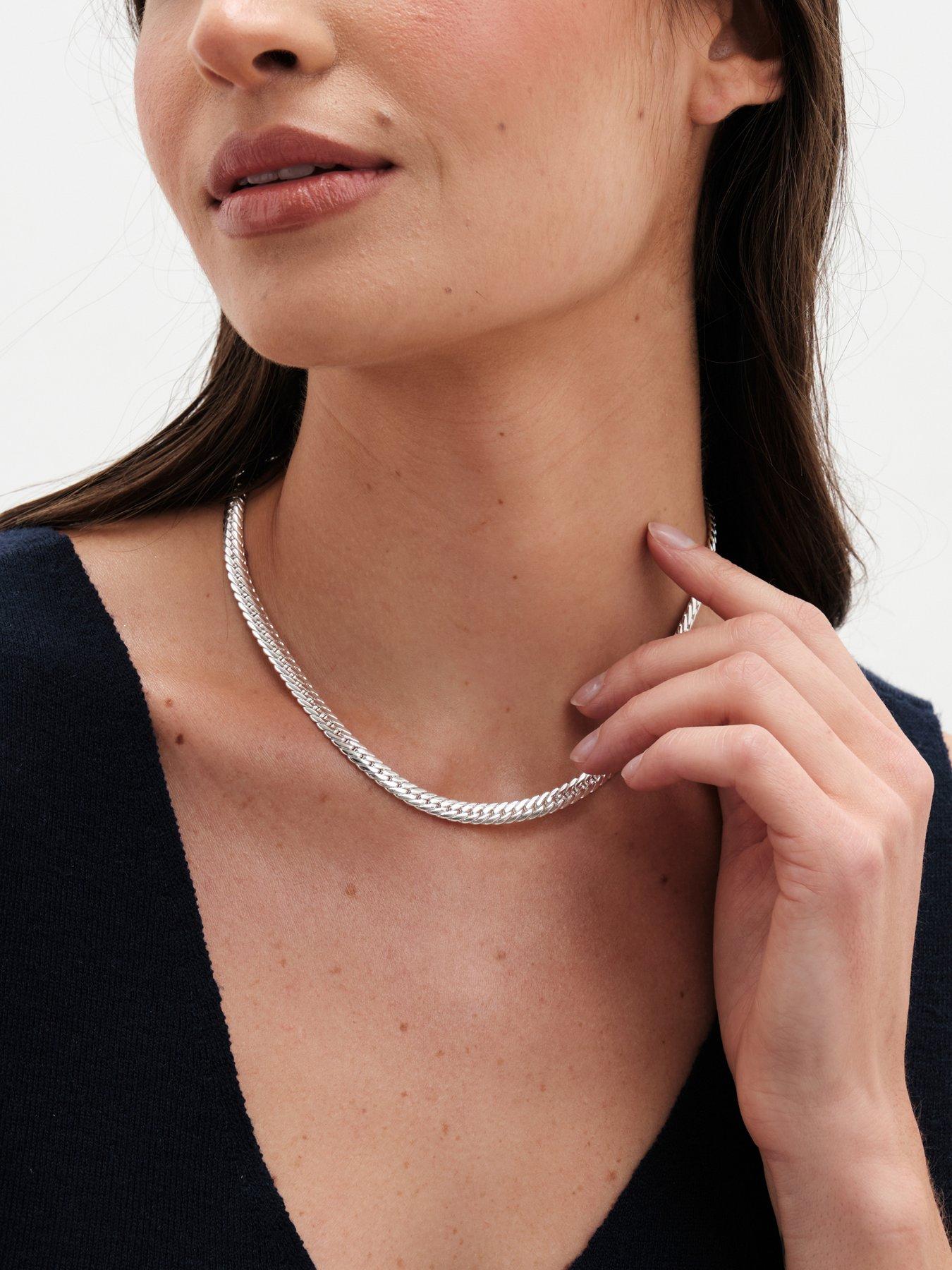 jon-richard-silver-plated-herringbone-chain-necklaceback