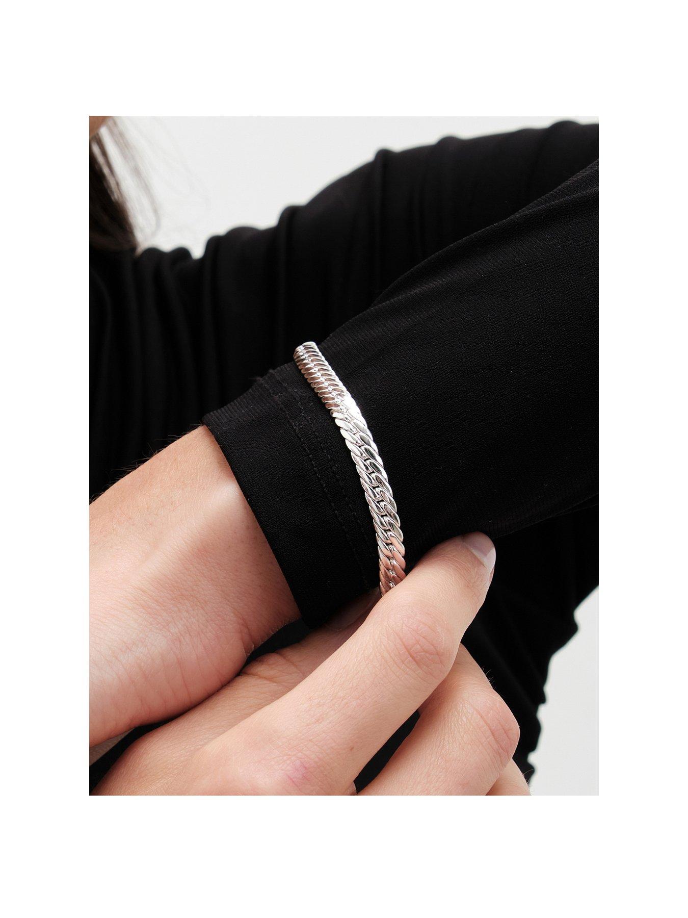 undefined Silver Plated Herringbone Chain Bracelet