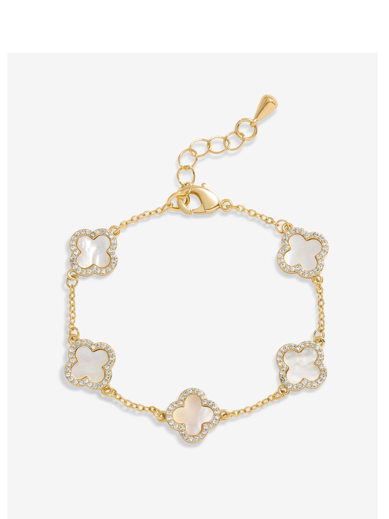 Jon Richard Gold Plated Mother of Pearl Clover Bracelet