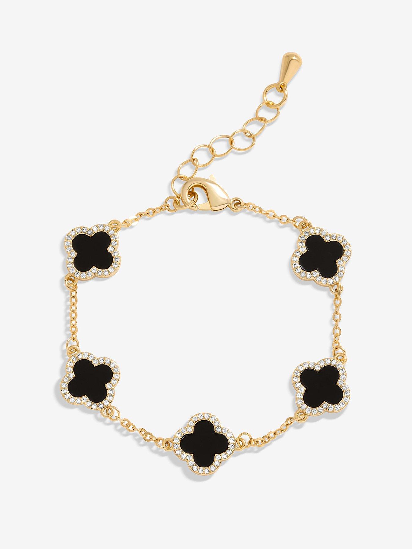 jon-richard-gold-plated-jet-enamel-clover-bracelet