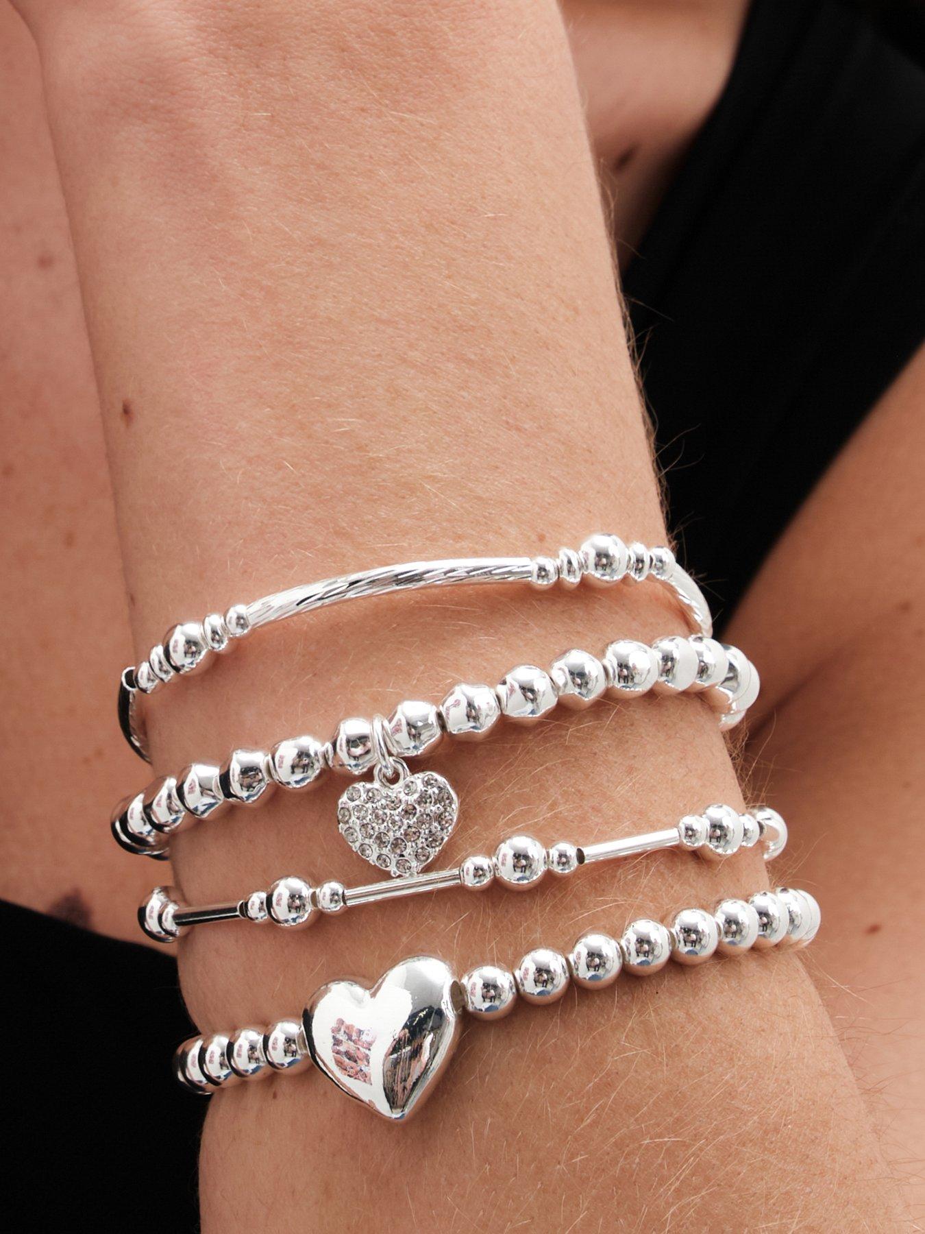 mood-silver-polished-ball-heart-charm-stretch-braceletsback