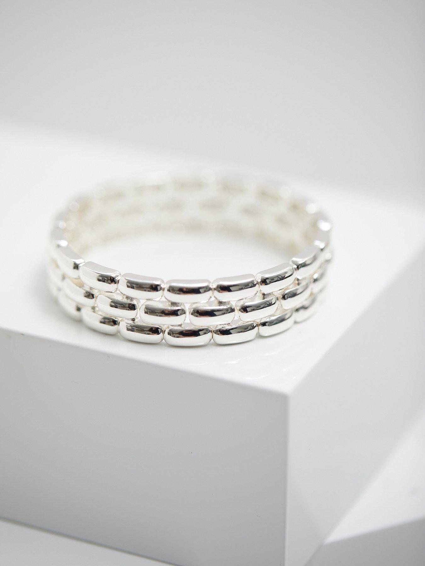 jon-richard-silver-plated-polished-chain-stretch-braceletback