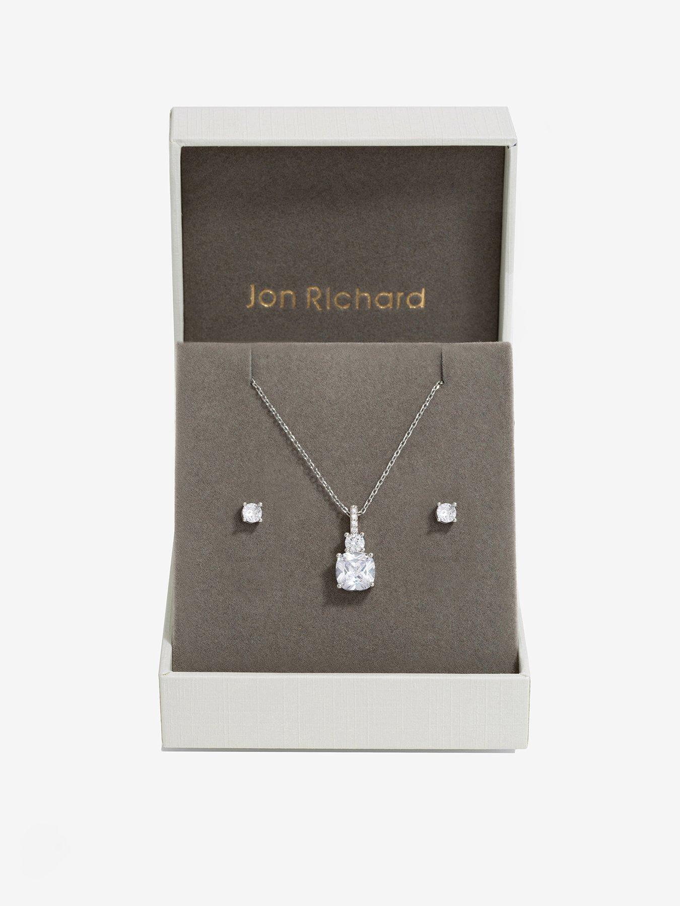 Image 1 of 3 of Jon Richard Rhodium Plated Cubic Zirconia Pendant Box Set - Gift Box