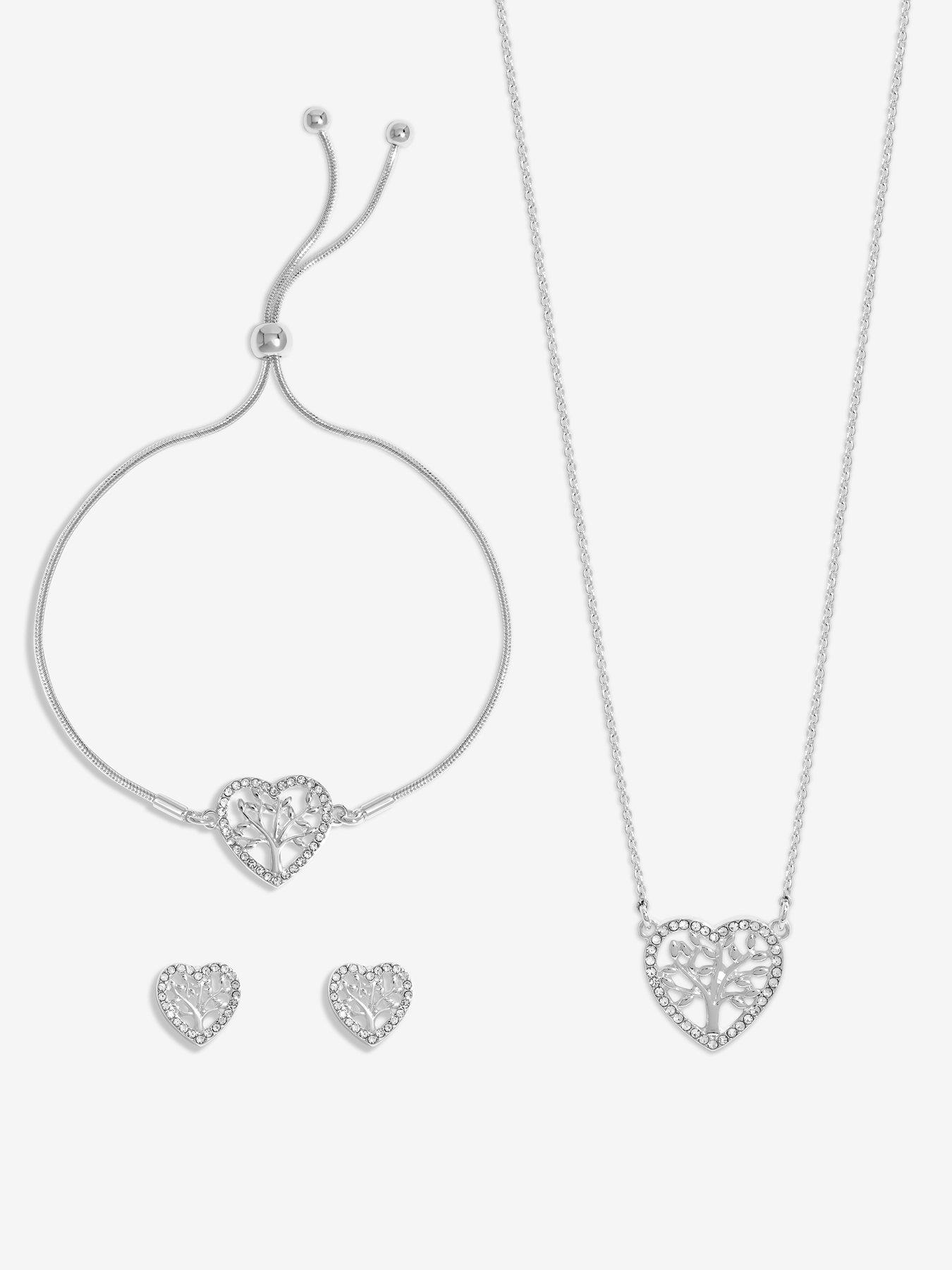 Image 2 of 5 of Jon Richard Silver Plated And Crystal Heart Tree Of Love Set - Gift Box