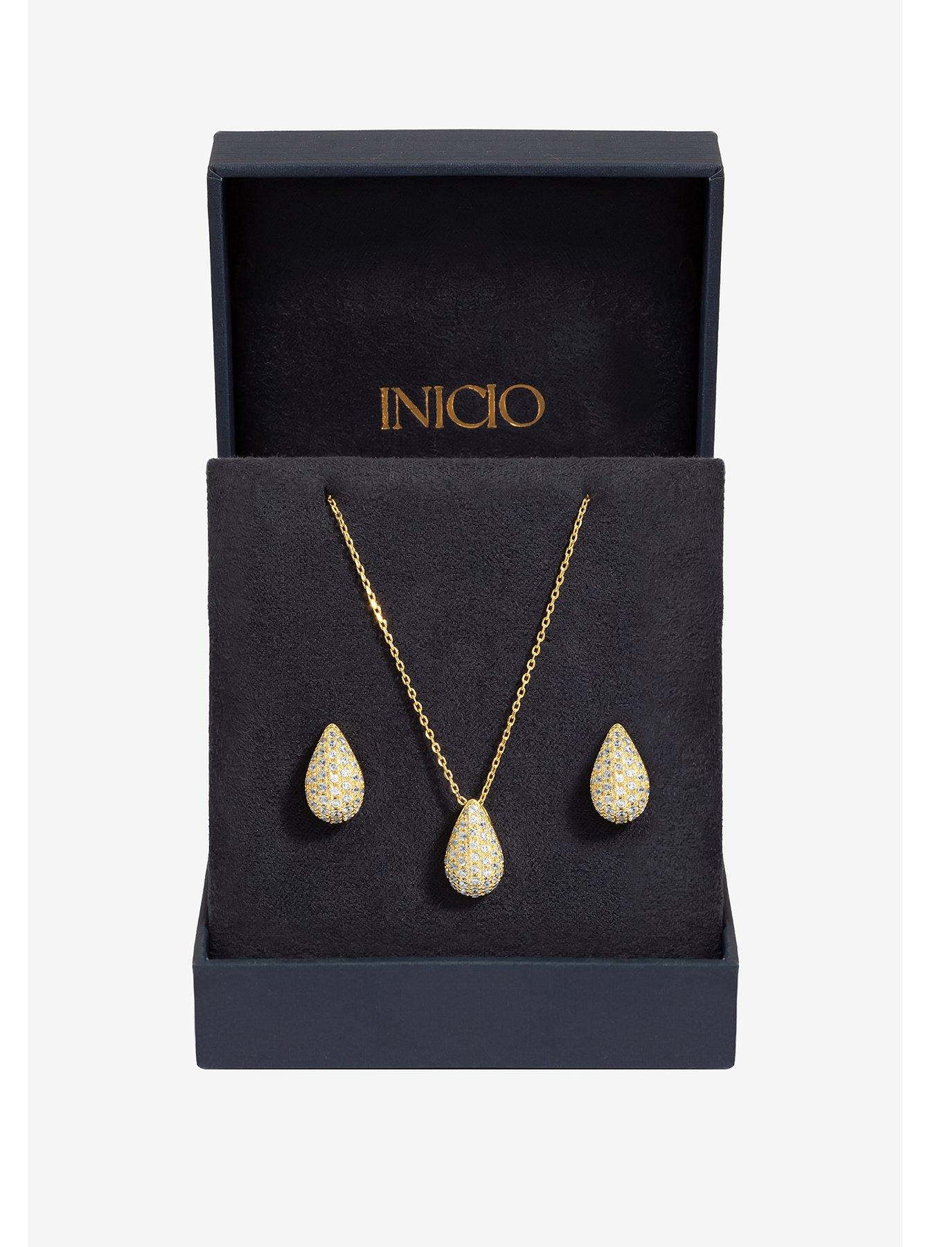 Inicio Gold Plated Cubic Zirconia Teardrop Set  - Gift Box