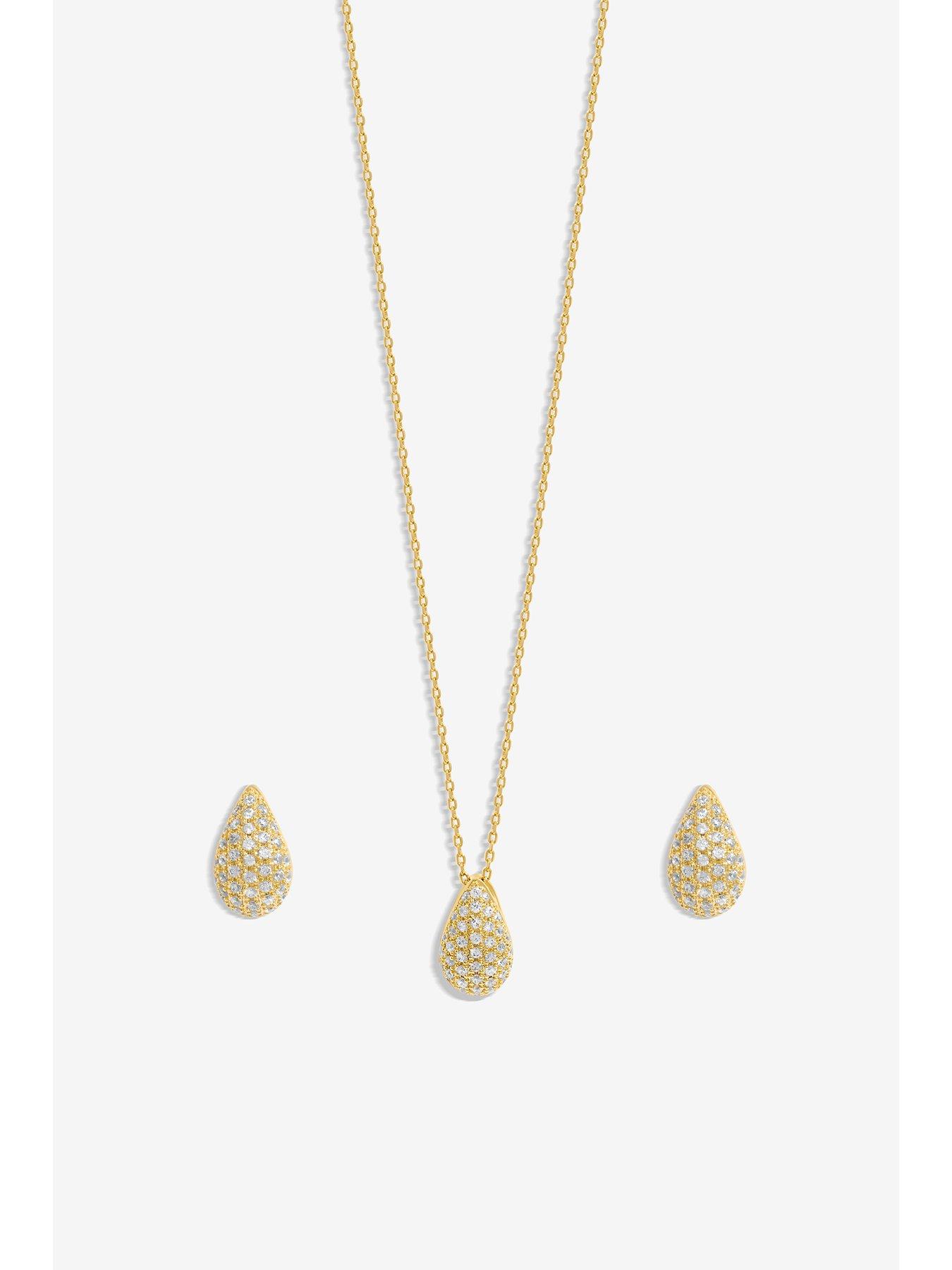 Image 2 of 5 of Inicio Gold Plated Cubic Zirconia Teardrop Set  - Gift Box
