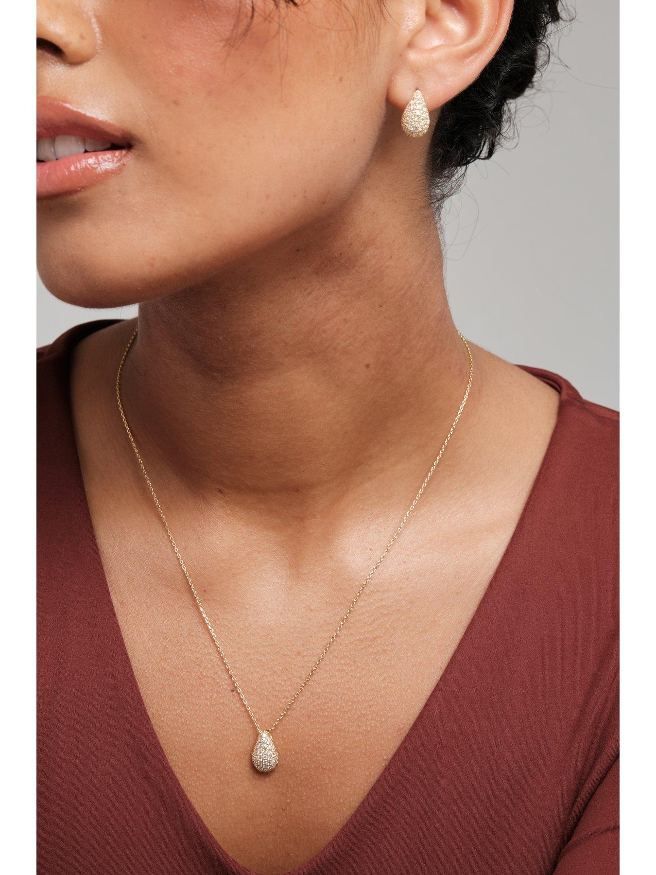 Image 3 of 5 of Inicio Gold Plated Cubic Zirconia Teardrop Set  - Gift Box