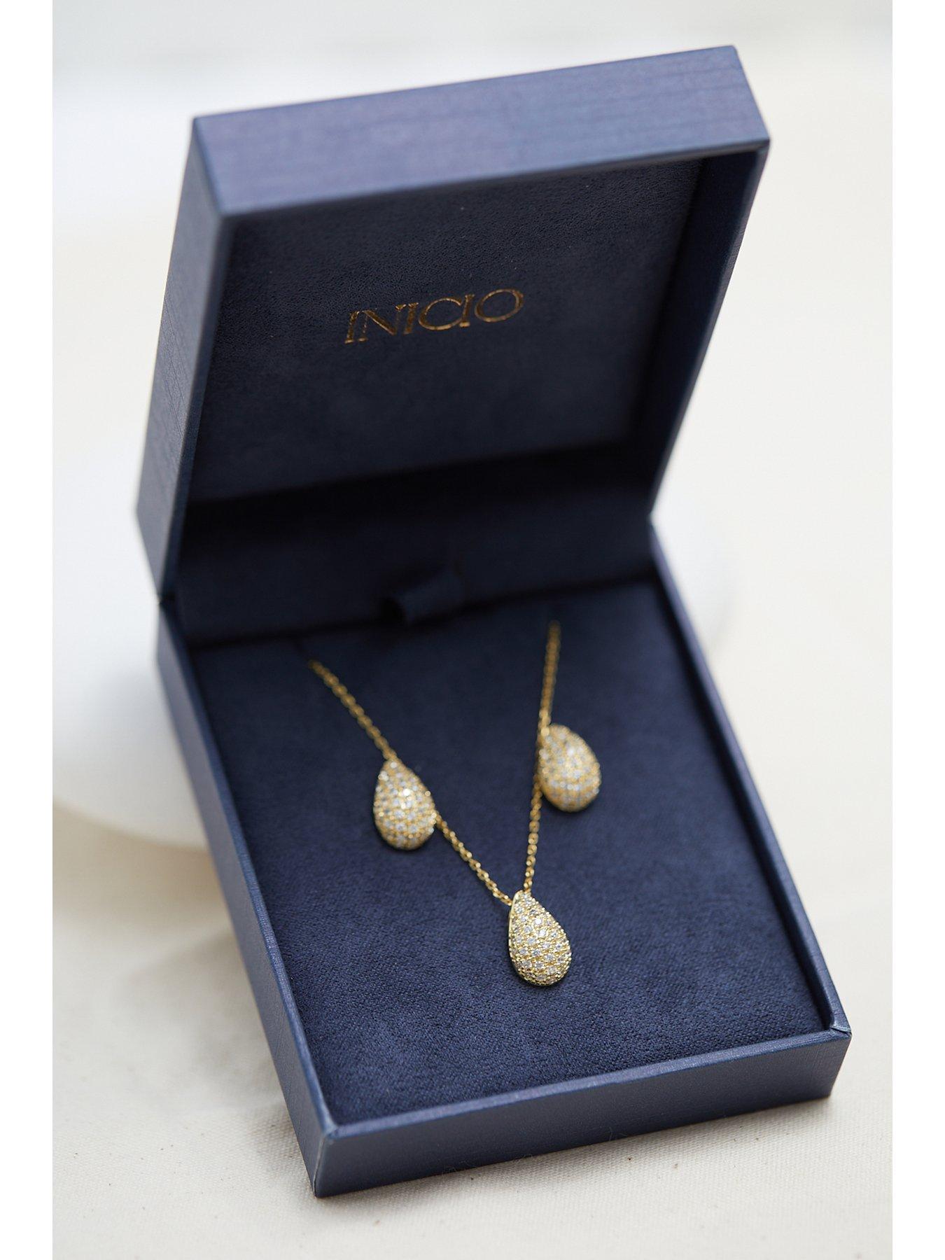 Image 4 of 5 of Inicio Gold Plated Cubic Zirconia Teardrop Set  - Gift Box