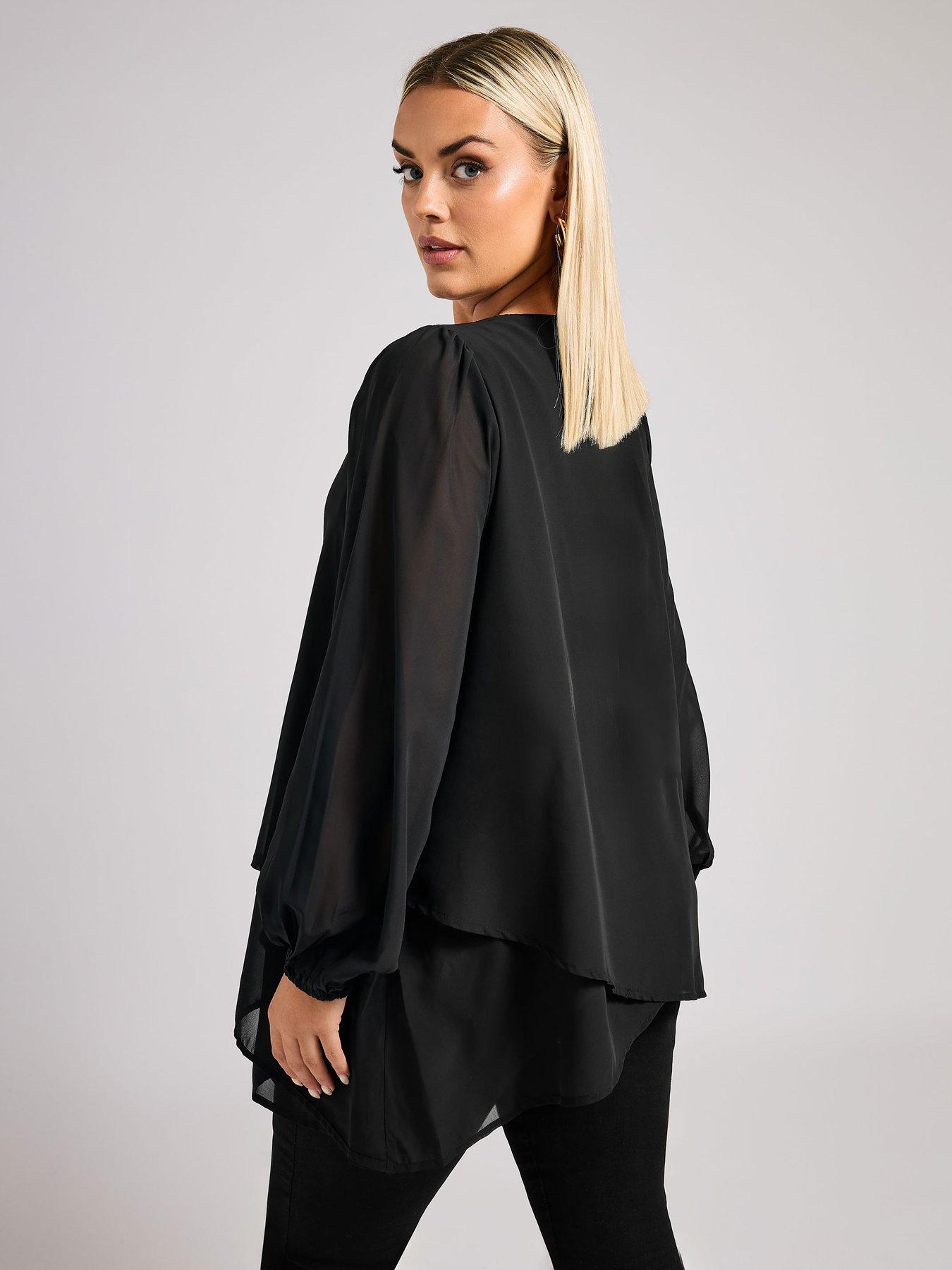 yours-curve-long-sleeve-layered-blouse-blackstillFront