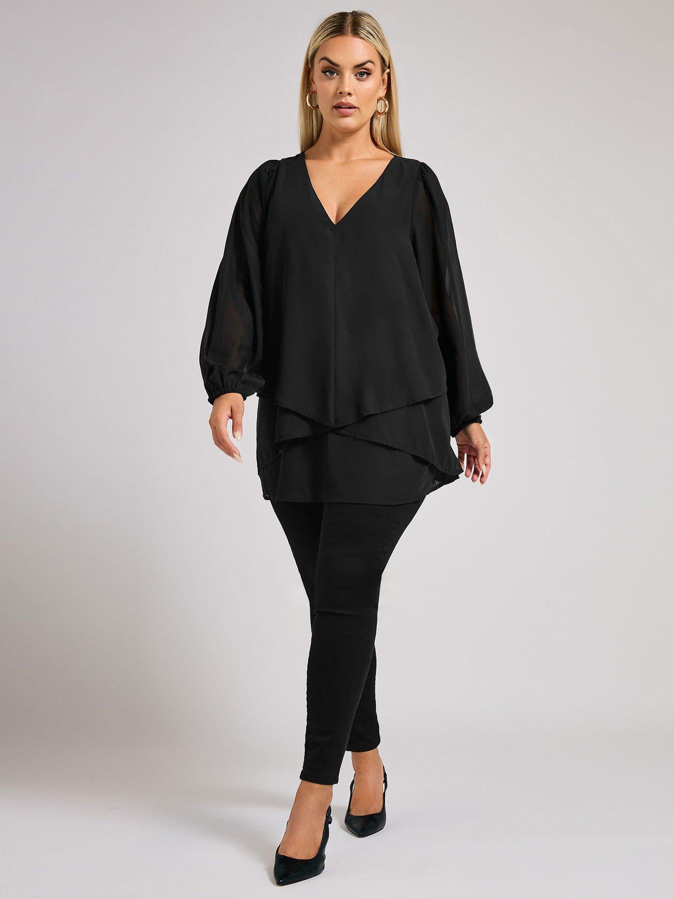 yours-curve-long-sleeve-layered-blouse-blackback