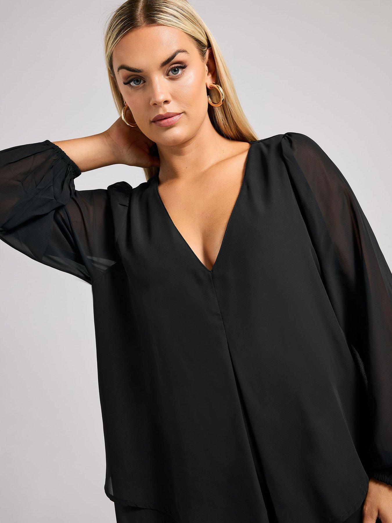 yours-curve-long-sleeve-layered-blouse-blackoutfit