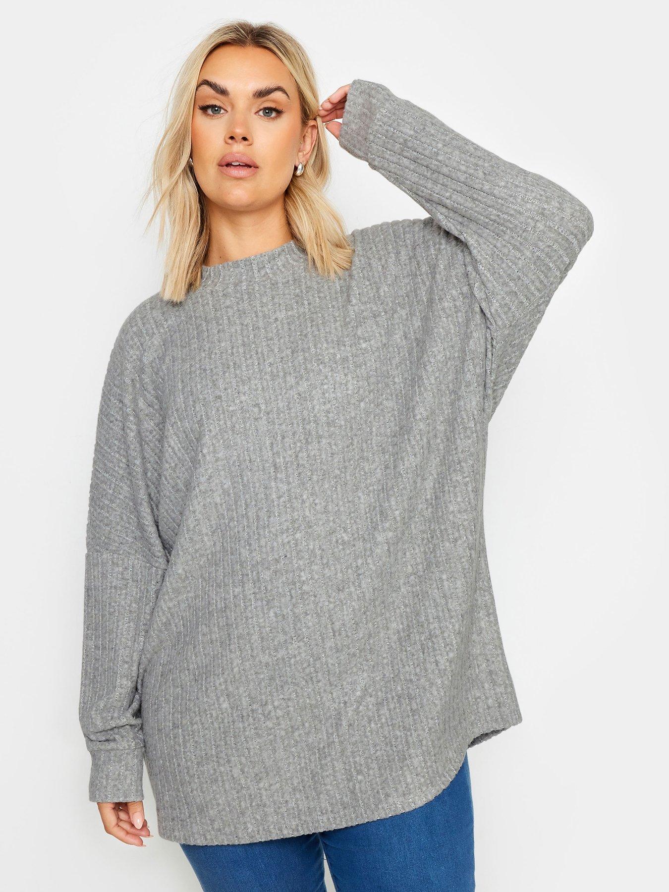 yours-curve-ribbed-soft-touch-jumper-grey