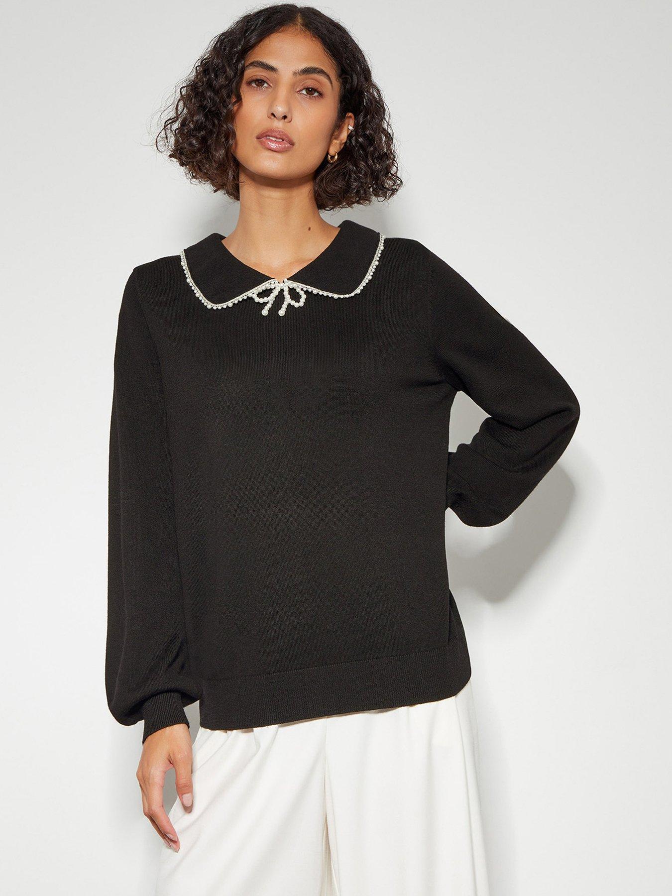 monsoon-clara-collar-jumper-blackfront