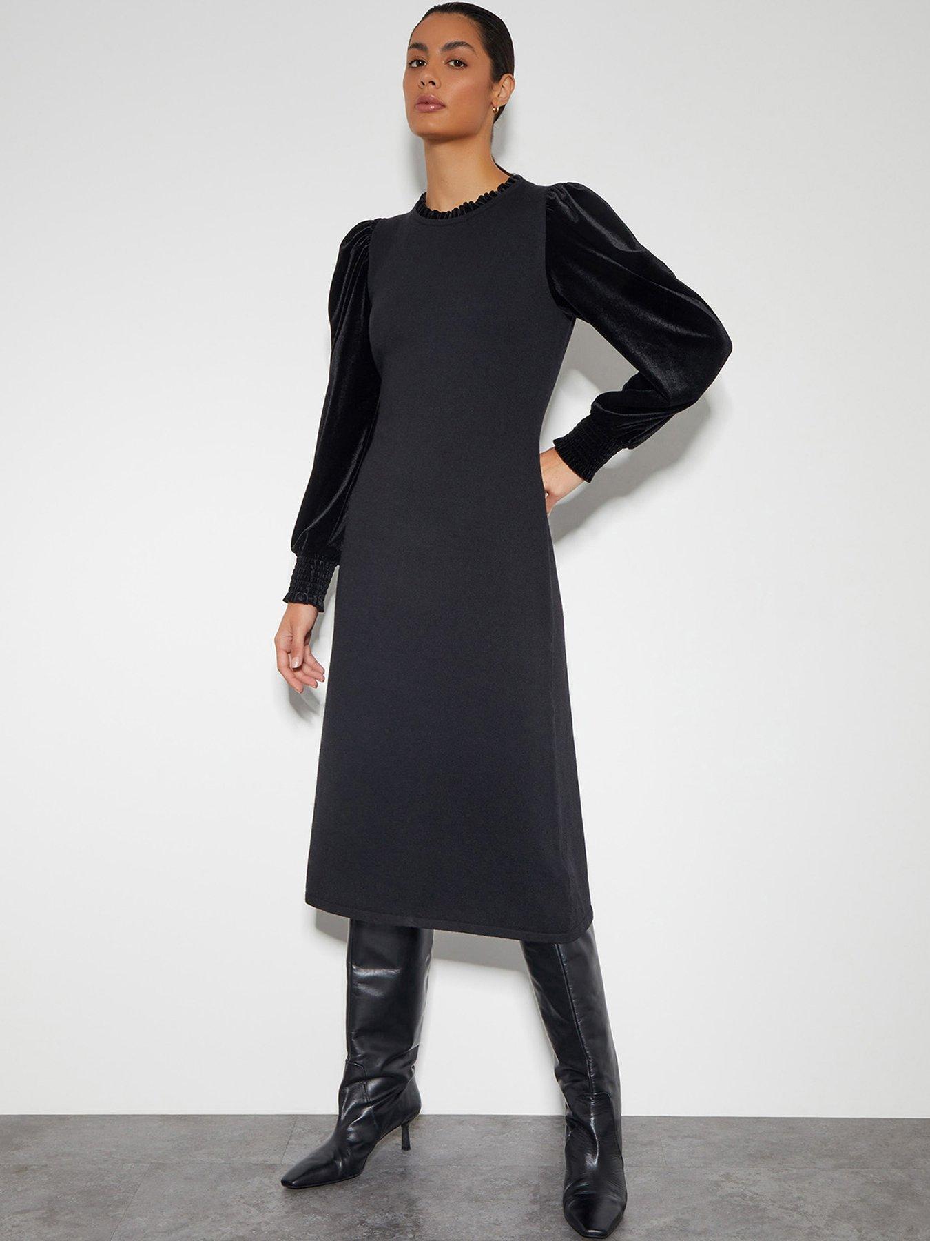 monsoon-viv-velvet-mix-dress-black